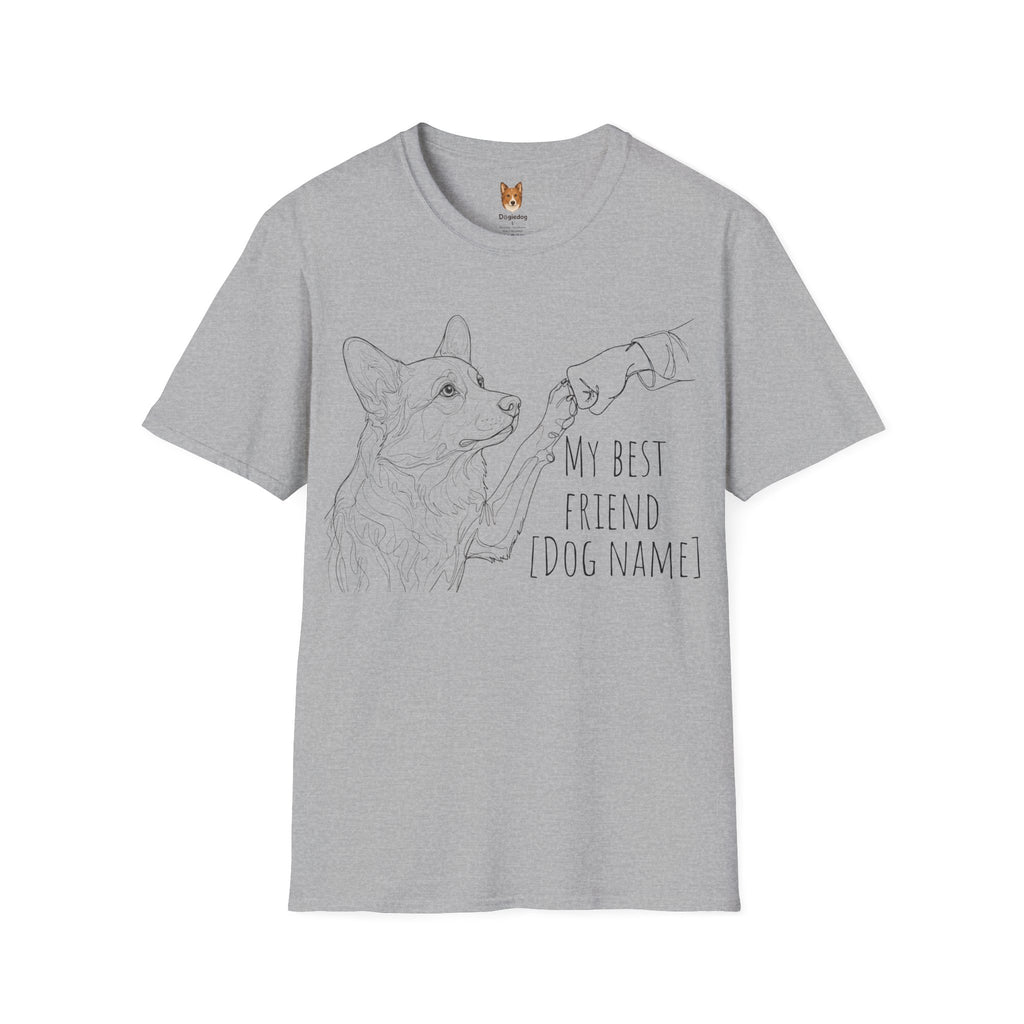 Corgi x Line Art x Fist Bump x My Best Friend - T-Shirt