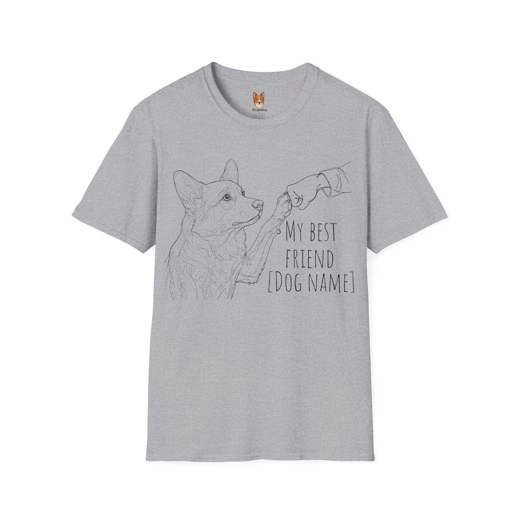 Corgi x Line Art x Fist Bump x My Best Friend - T-Shirt