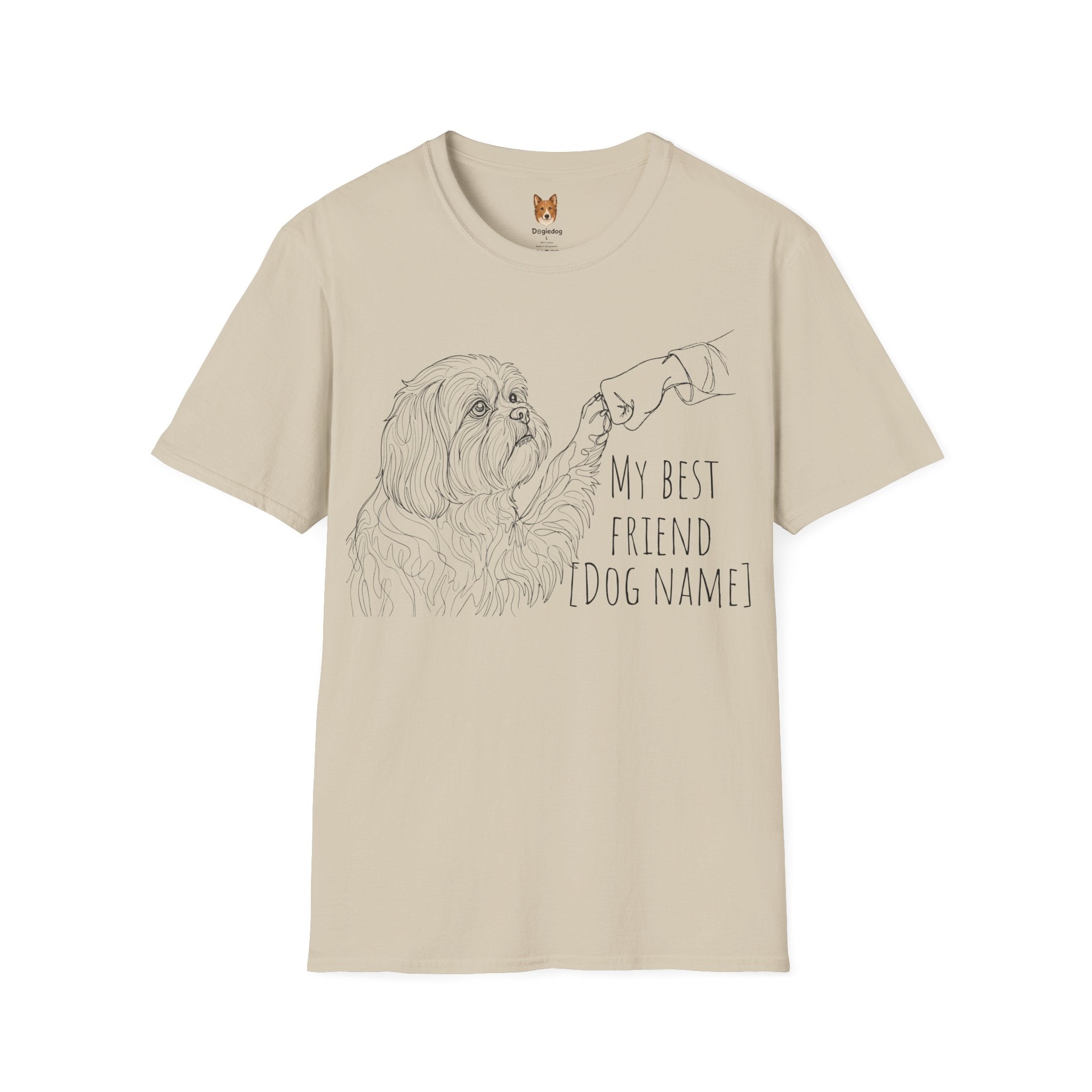 Shih Tzu x Line Art x Fist Bump x My Best Friend - T-Shirt