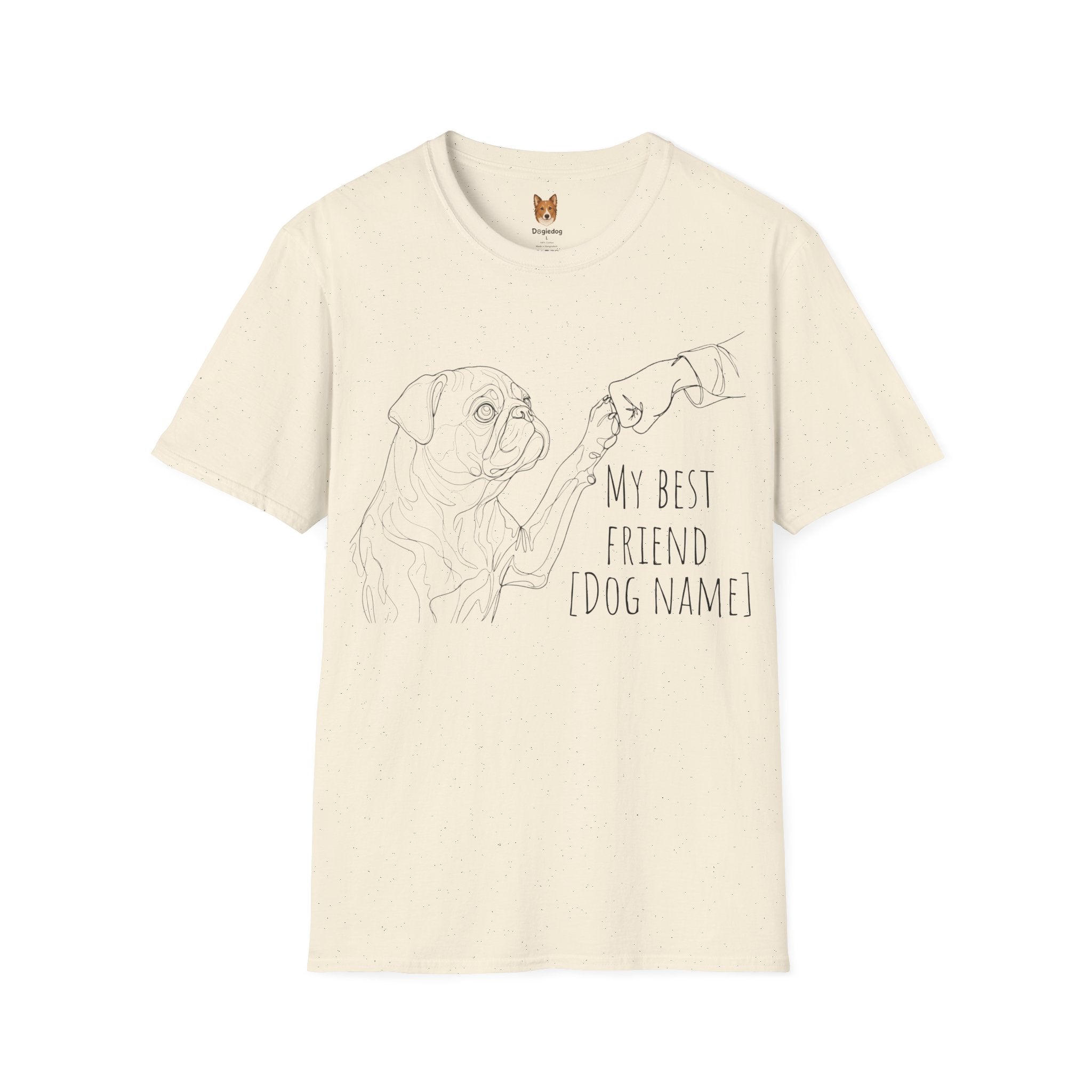 Pug x Line Art x Fist Bump x My Best Friend - T-Shirt