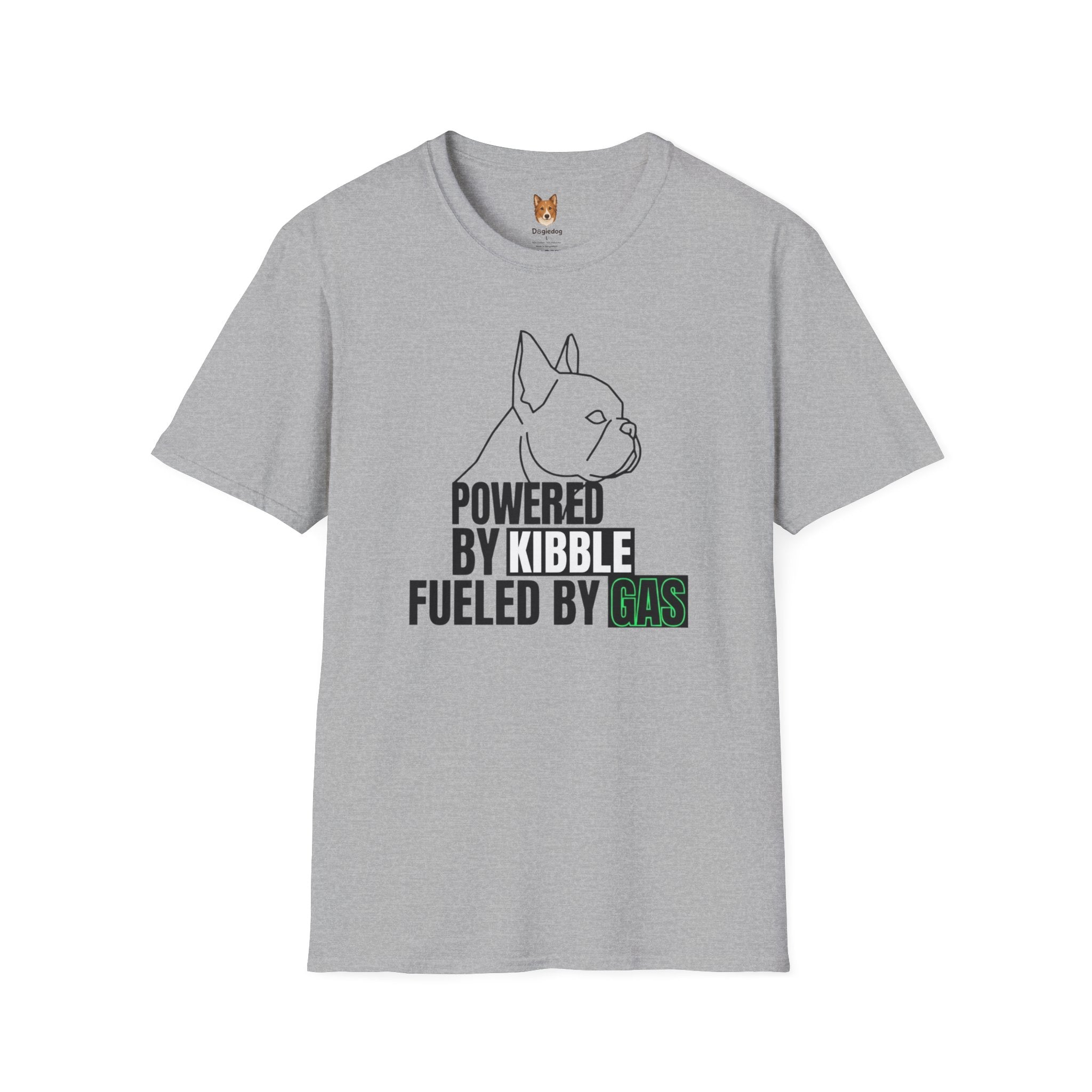 French Bulldog x Powered by Kibble, Fueled by Gas - T-Shirt