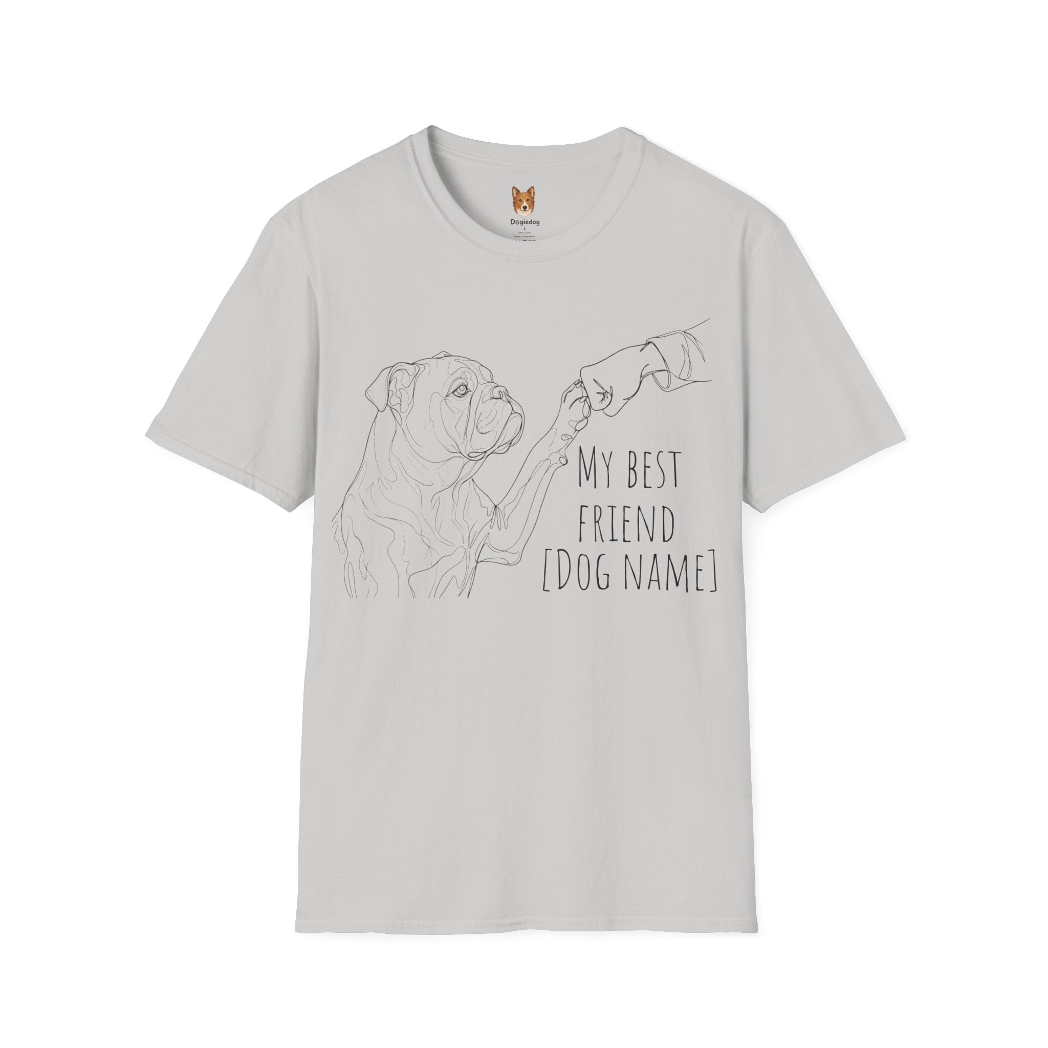 Bulldog x Line Art x Fist Bump x My Best Friend - T-Shirt