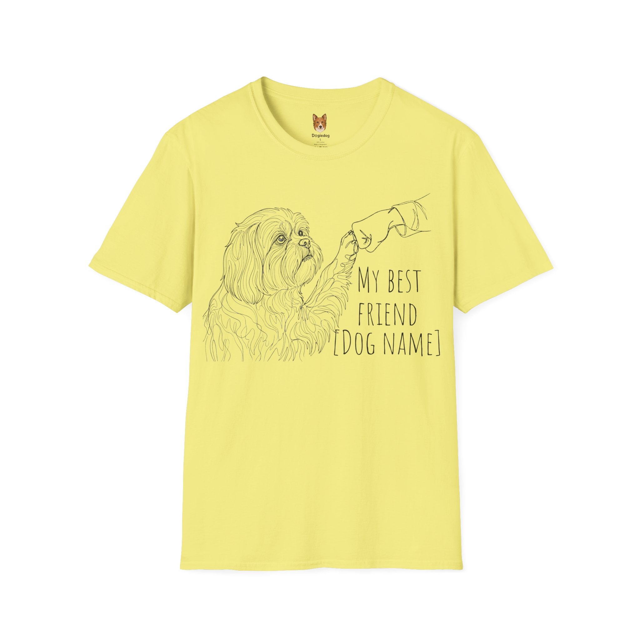 Shih Tzu x Line Art x Fist Bump x My Best Friend - T-Shirt