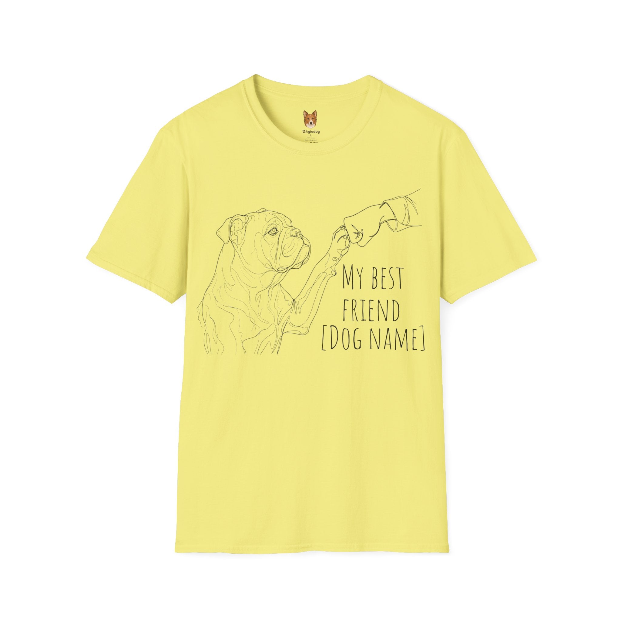 Bulldog x Line Art x Fist Bump x My Best Friend - T-Shirt