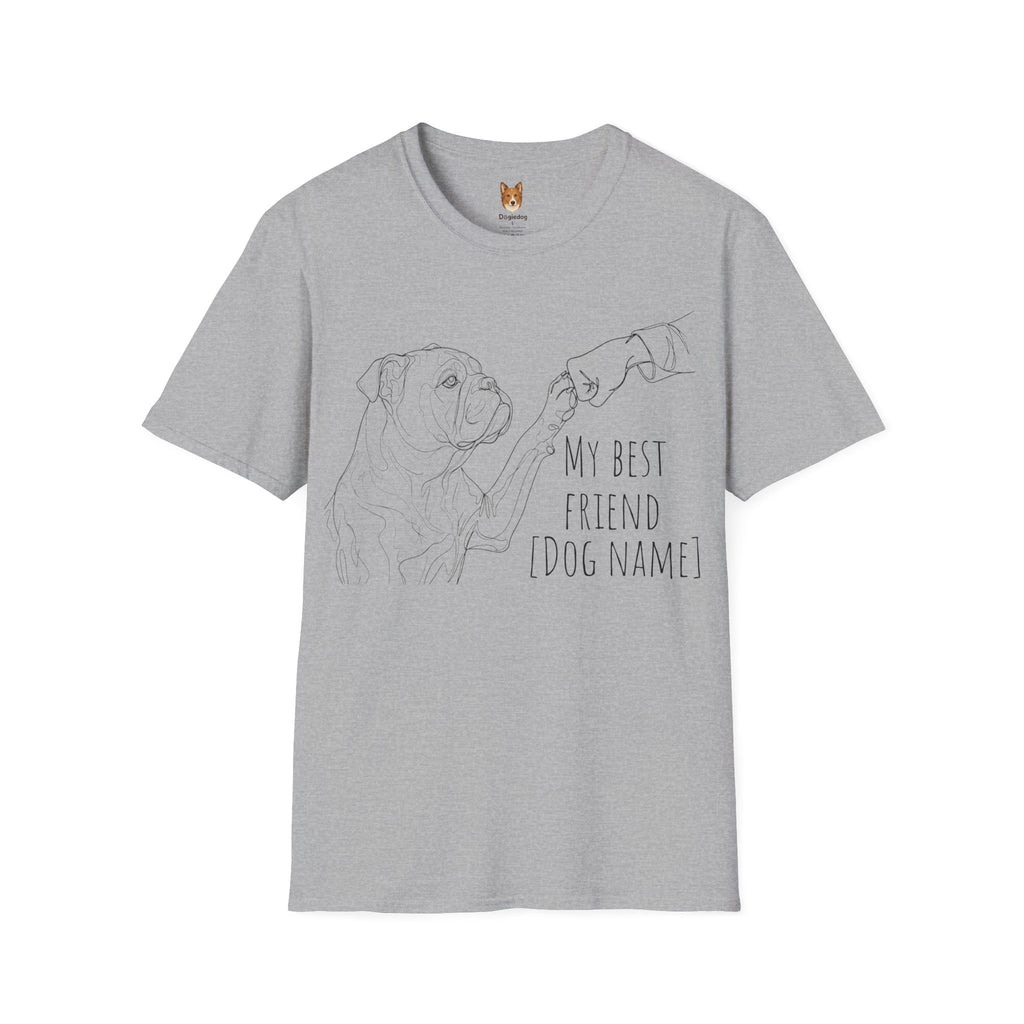 Bulldog x Line Art x Fist Bump x My Best Friend - T-Shirt