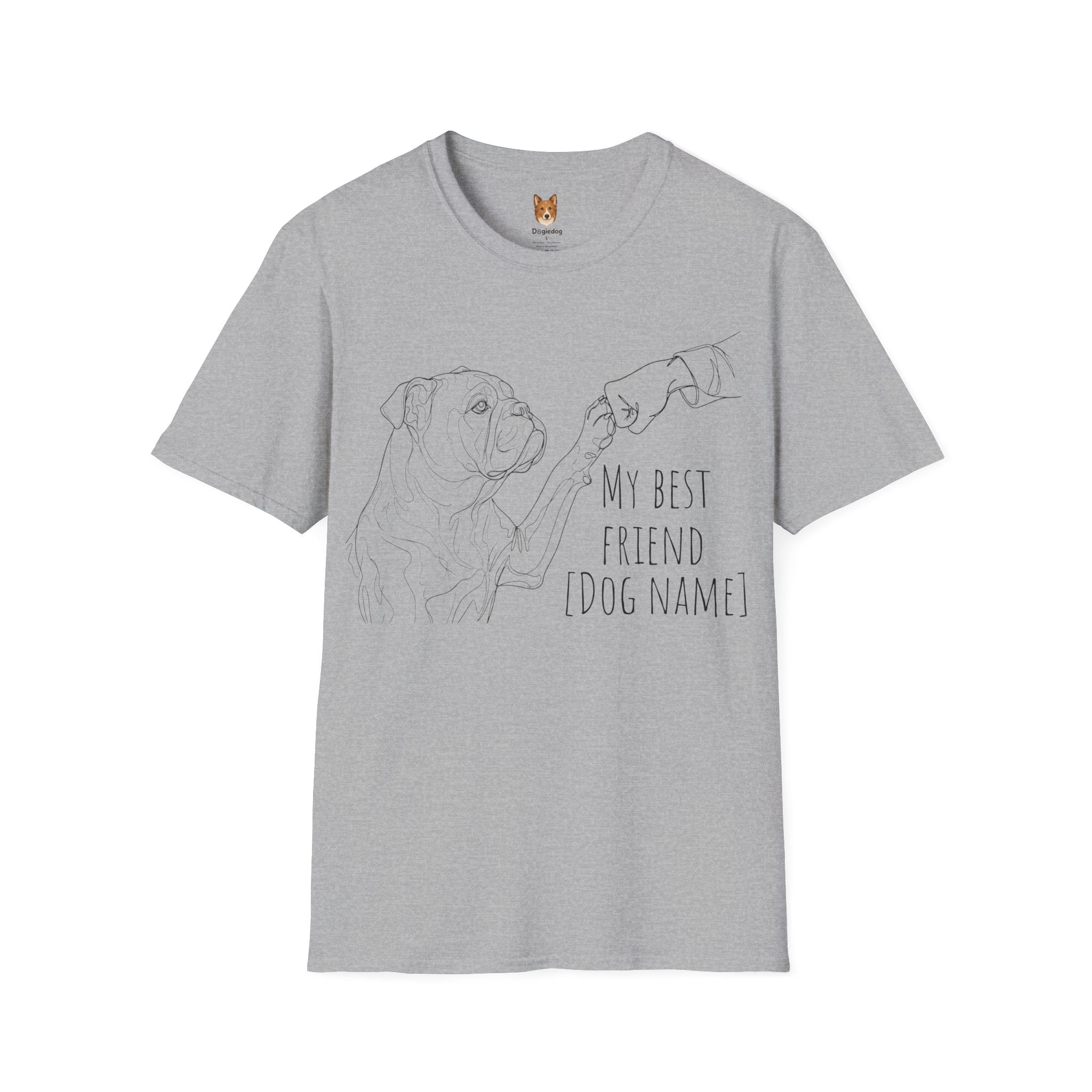 Bulldog x Line Art x Fist Bump x My Best Friend - T-Shirt