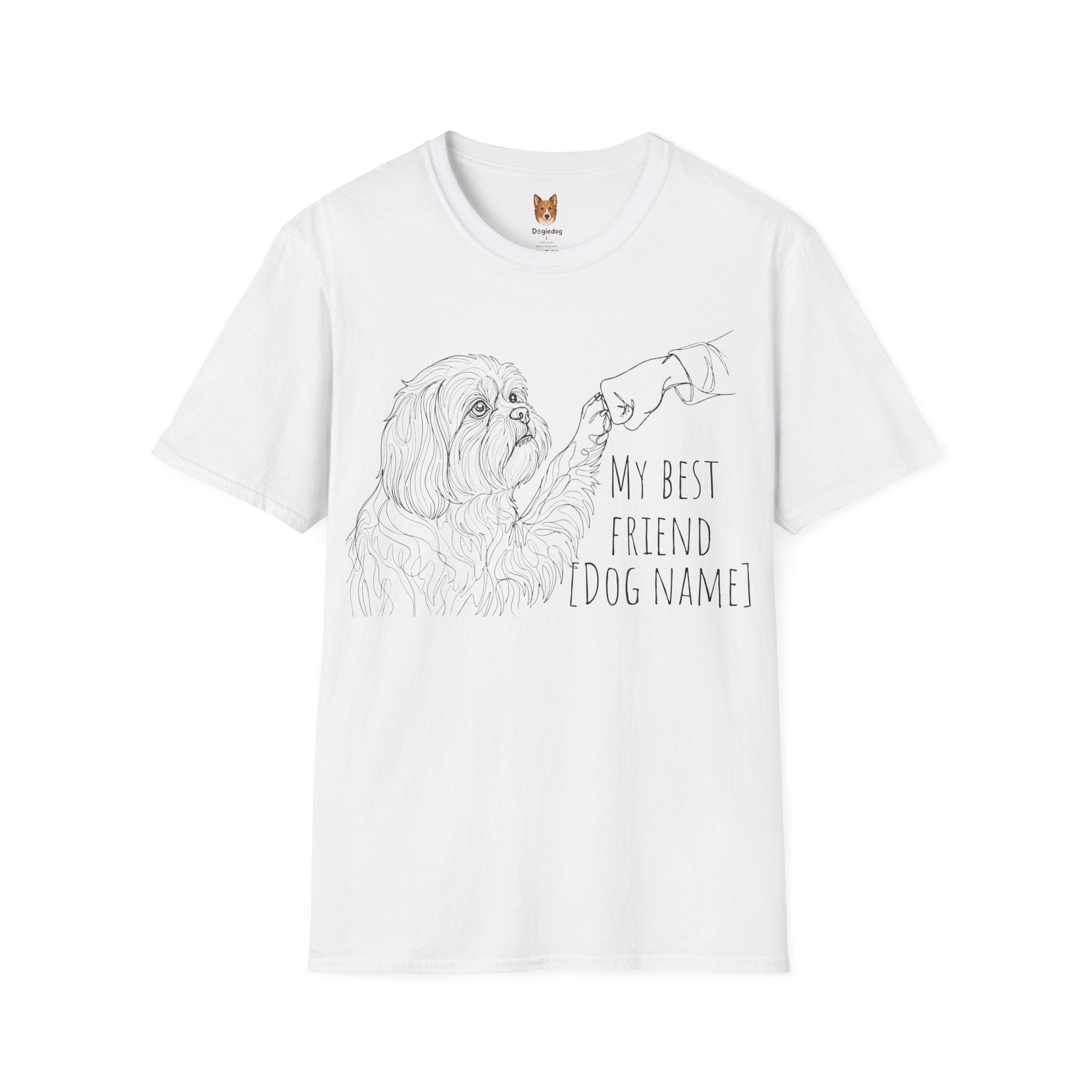 Shih Tzu x Line Art x Fist Bump x My Best Friend - T-Shirt