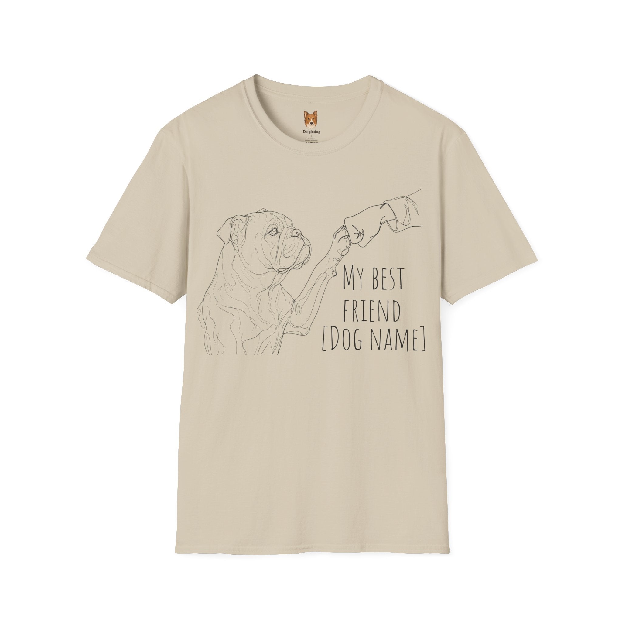 Bulldog x Line Art x Fist Bump x My Best Friend - T-Shirt