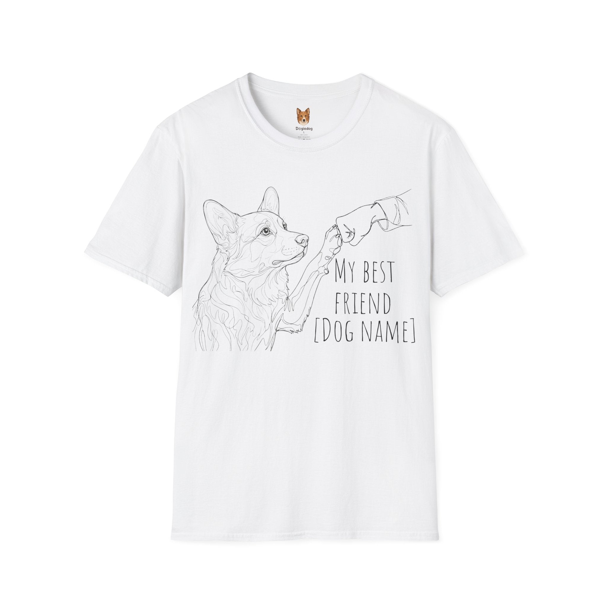 Corgi x Line Art x Fist Bump x My Best Friend - T-Shirt