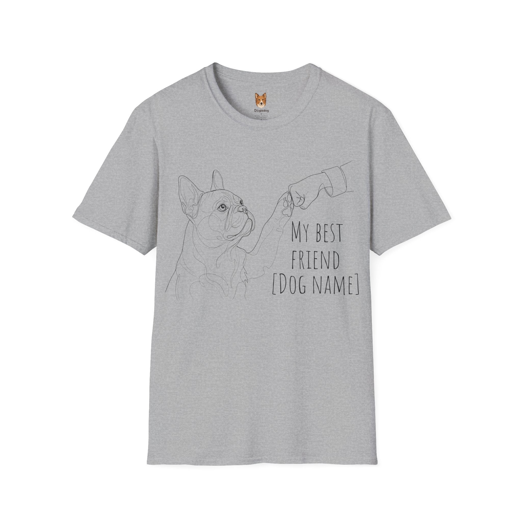 French Bulldog of Bulldog x Line Art x Fist Bump x My Best Friend - T-Shirt