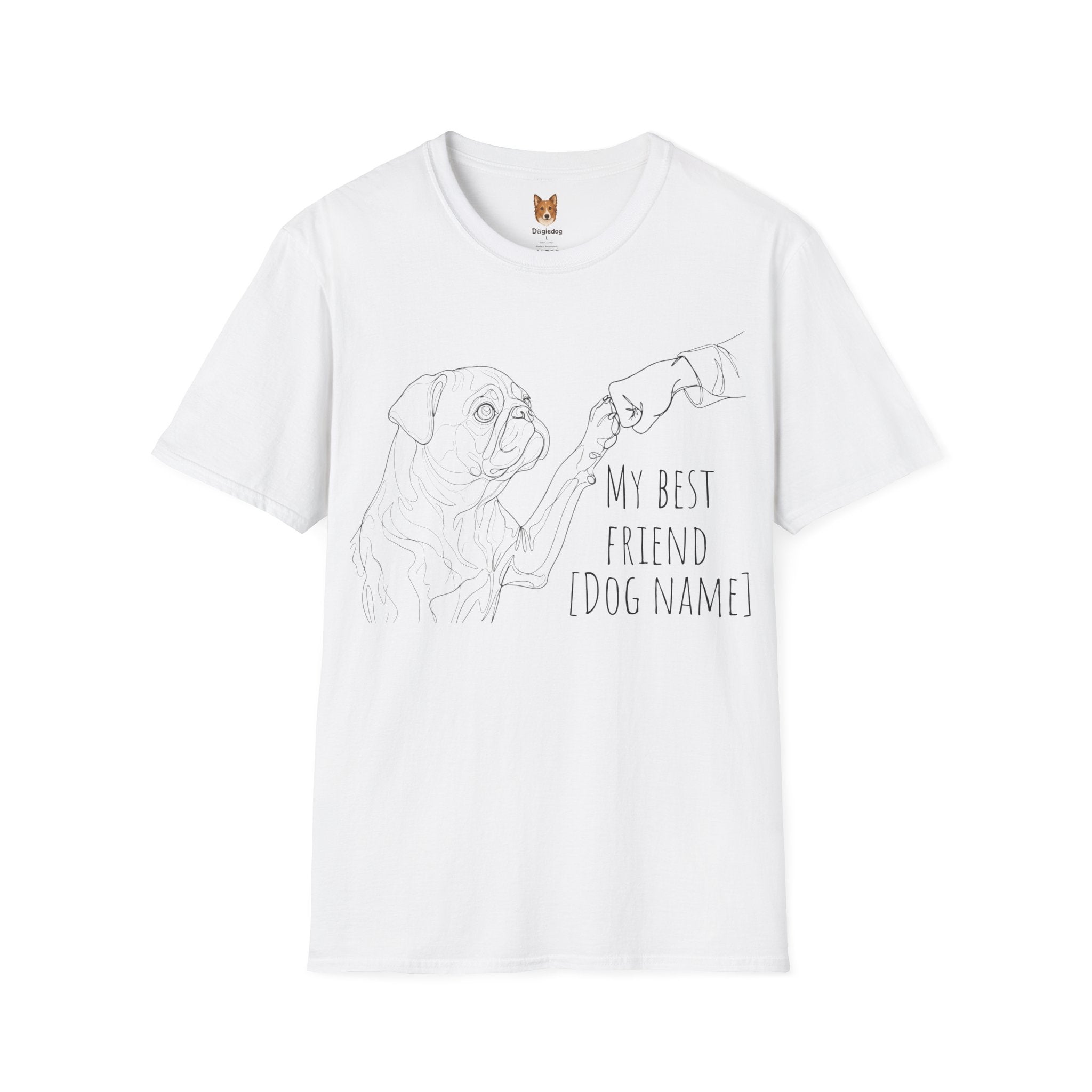 Pug x Line Art x Fist Bump x My Best Friend - T-Shirt