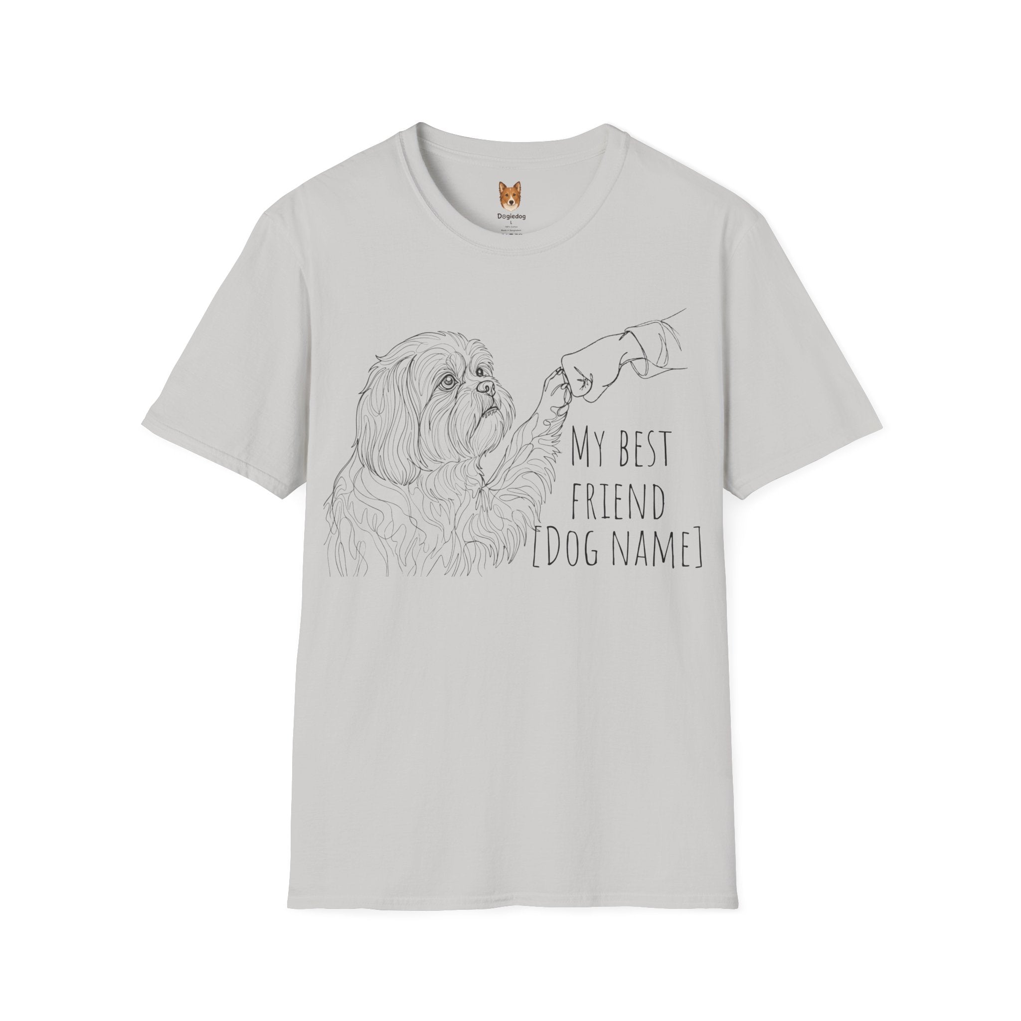 Shih Tzu x Line Art x Fist Bump x My Best Friend - T-Shirt