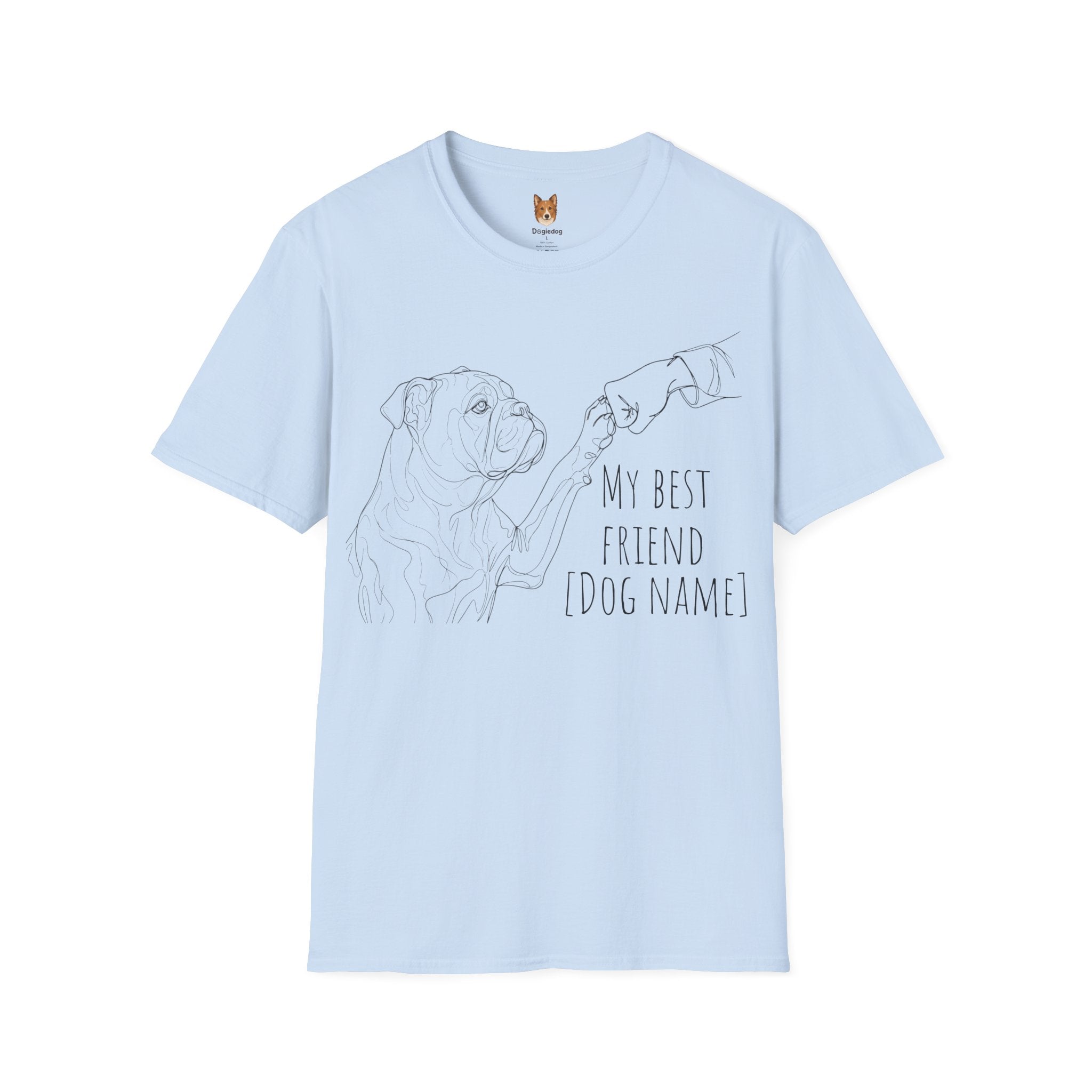 Bulldog x Line Art x Fist Bump x My Best Friend - T-Shirt