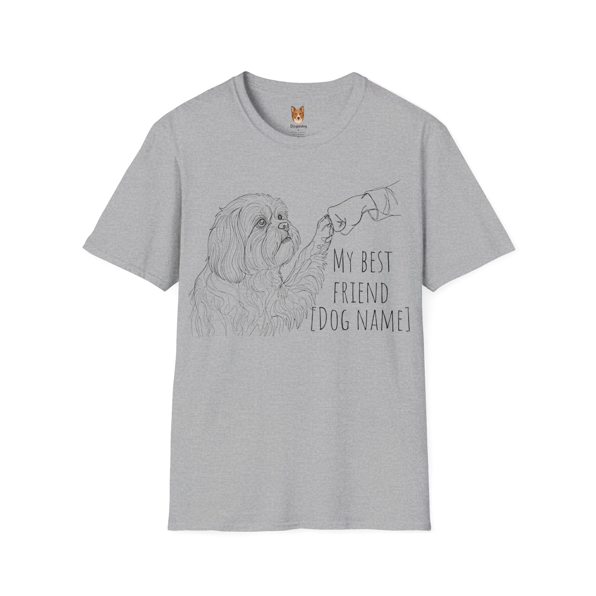 Shih Tzu x Line Art x Fist Bump x My Best Friend - T-Shirt