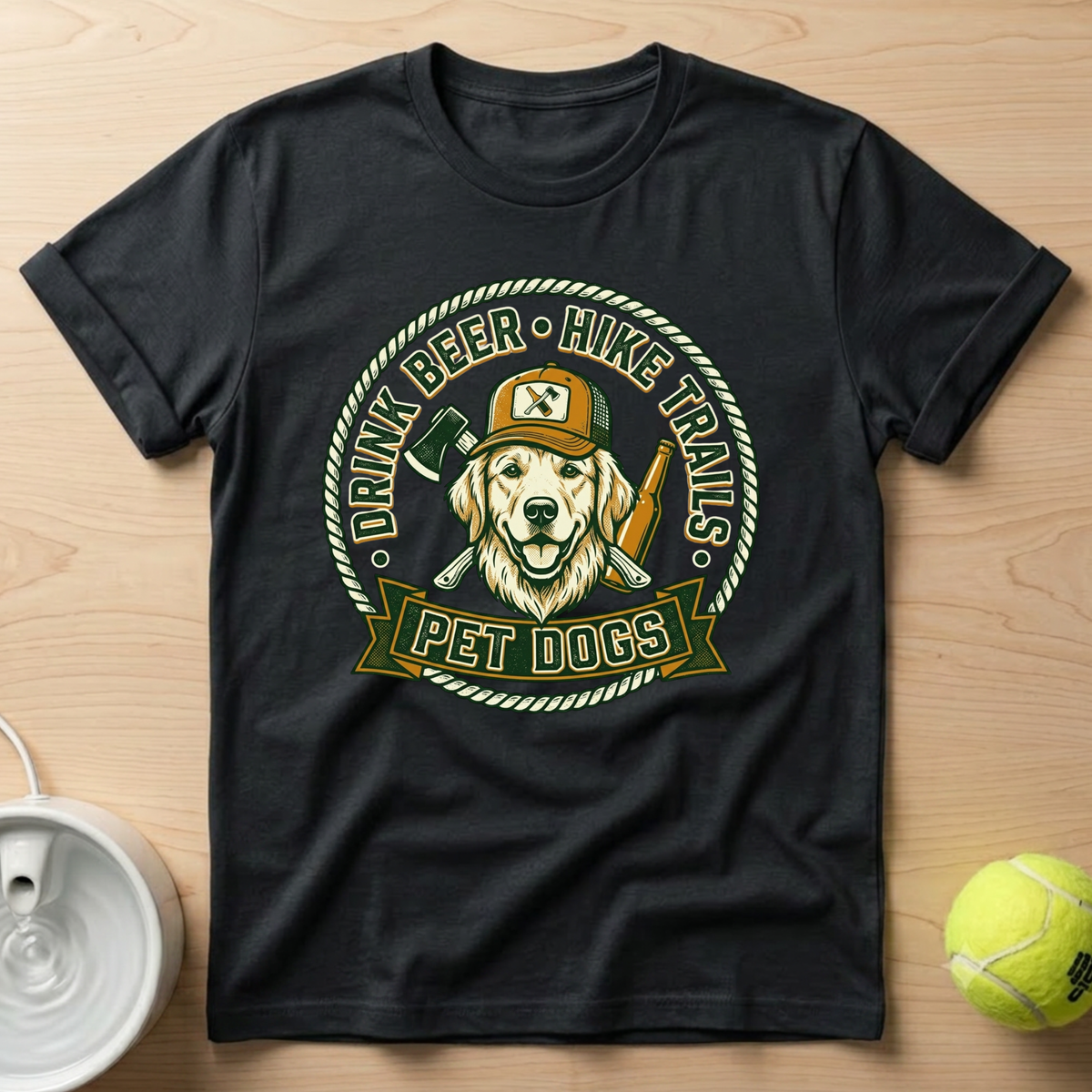 Golden Retriever x Drink Beer . Hike Trails . Pet Dogs - T-Shirt