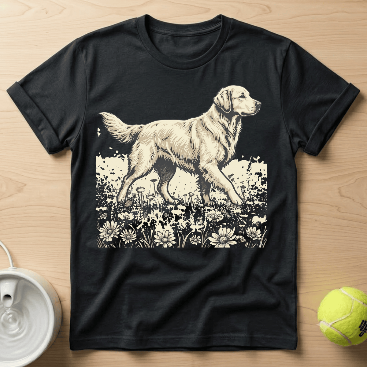 Golden Retriever x Flower Fields - T-Shirt