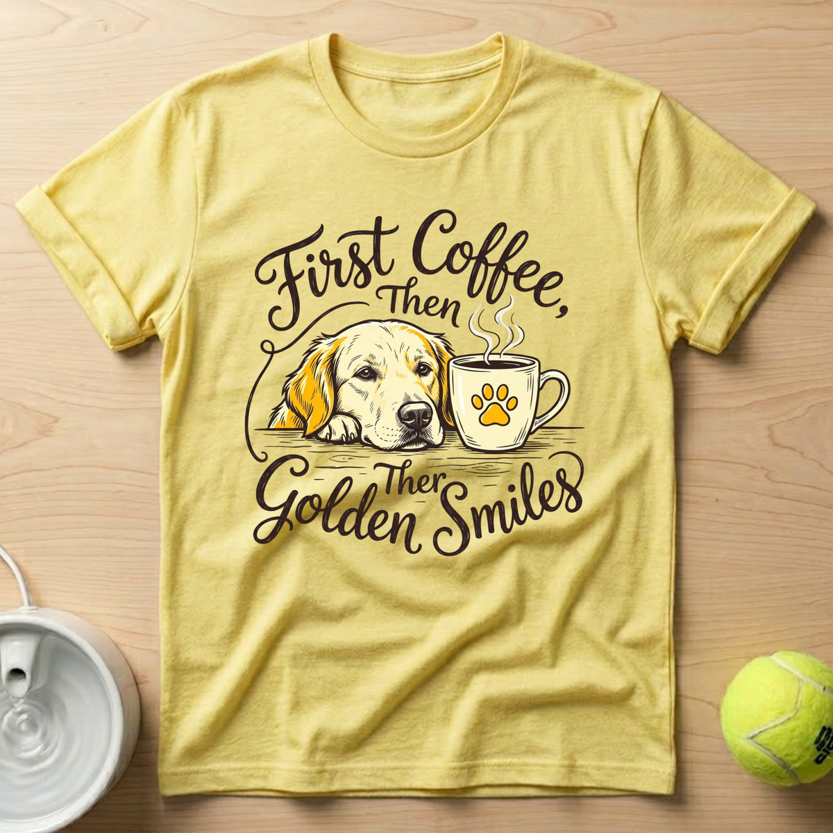 Golden Retriever x First Coffee - T-Shirt