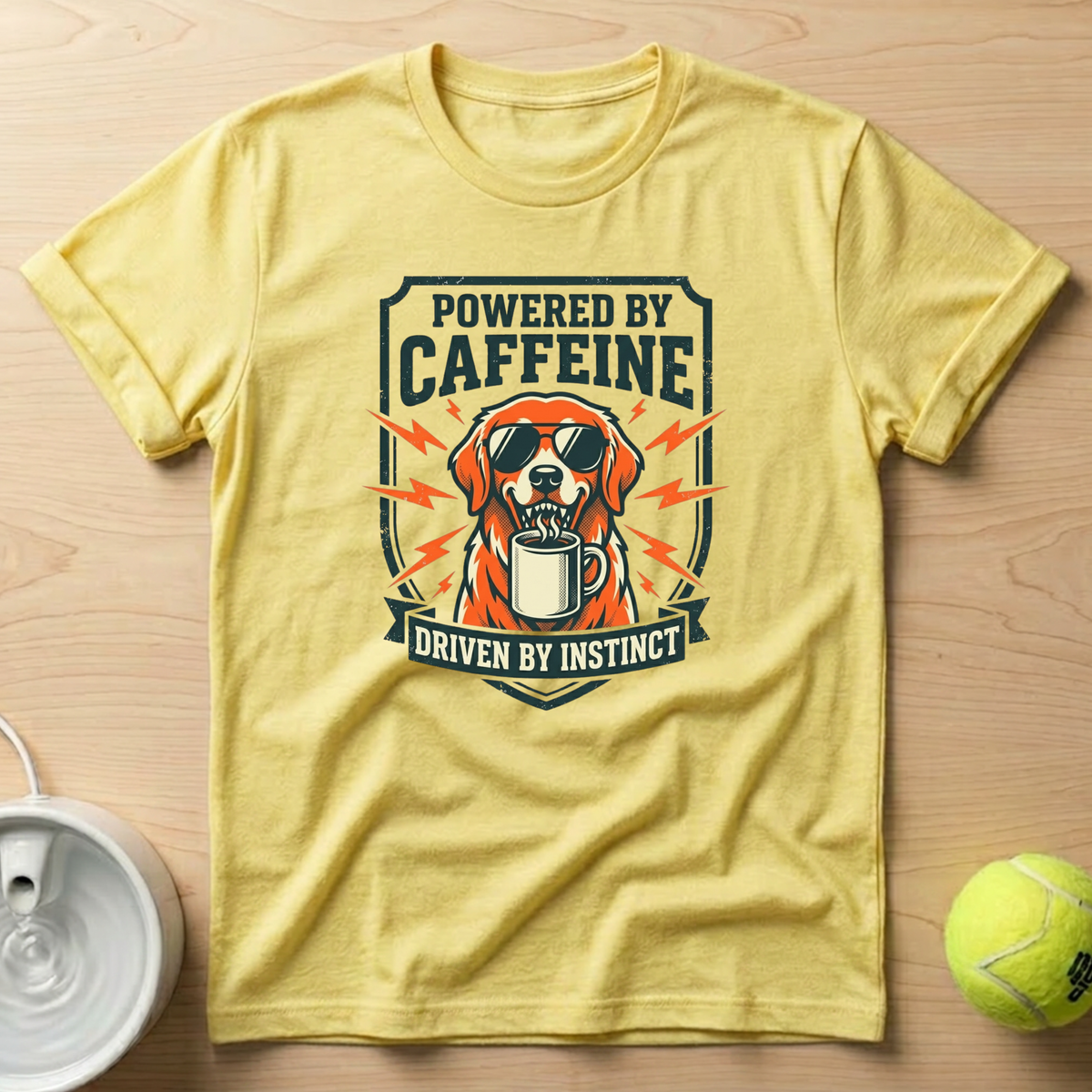 Golden Retriever x Powered by Caffeine