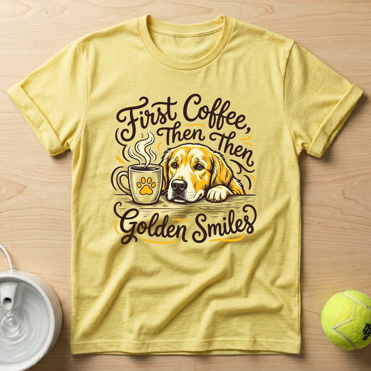 Golden Retriever x First Coffee - T-Shirt