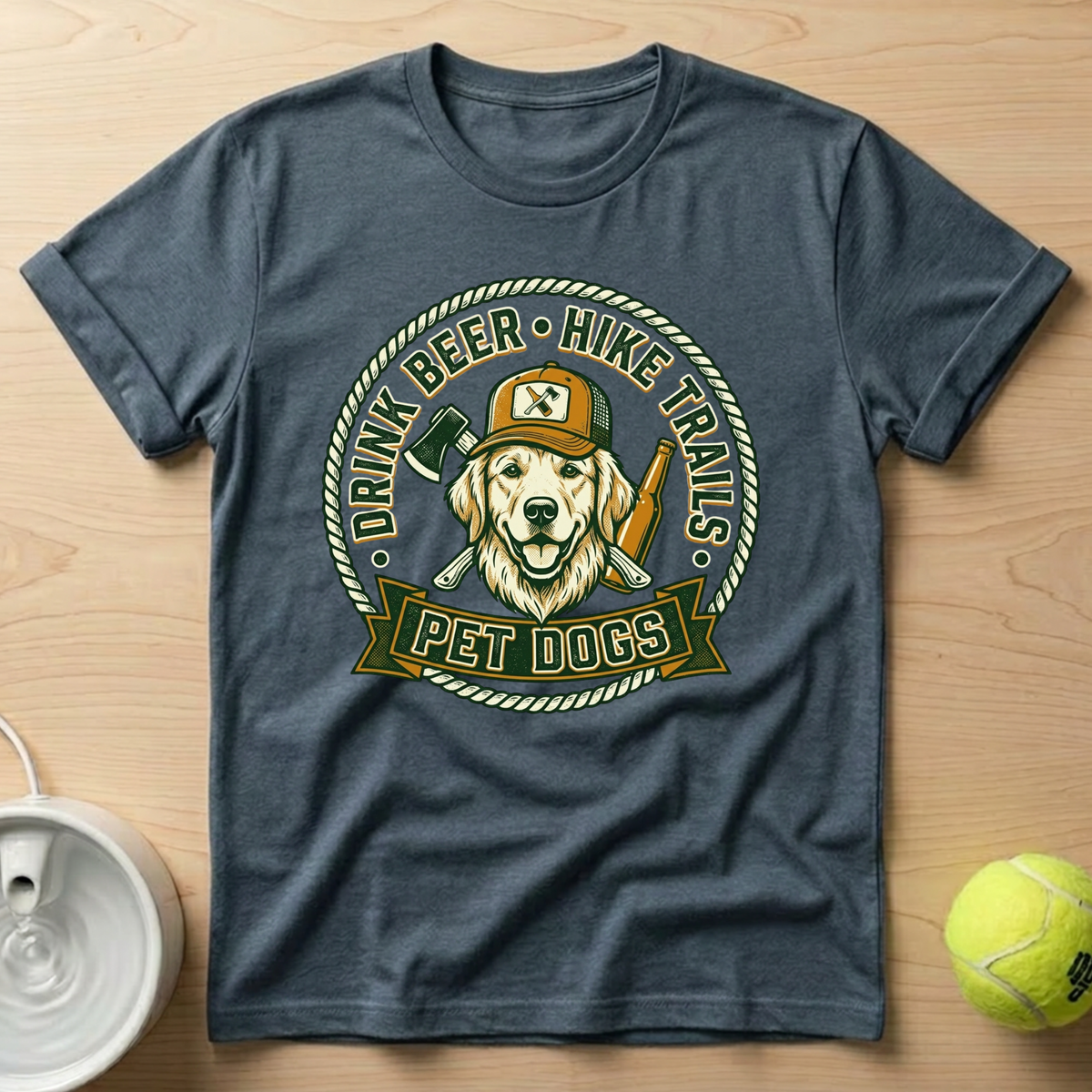 Golden Retriever x Drink Beer . Hike Trails . Pet Dogs - T-Shirt