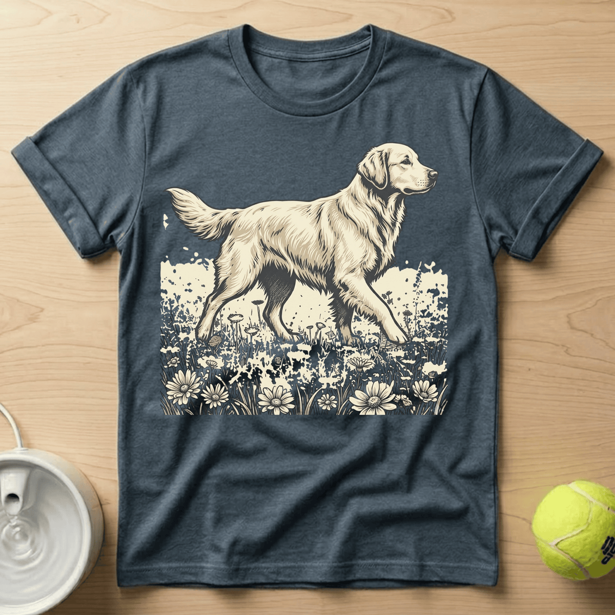 Golden Retriever x Flower Fields - T-Shirt