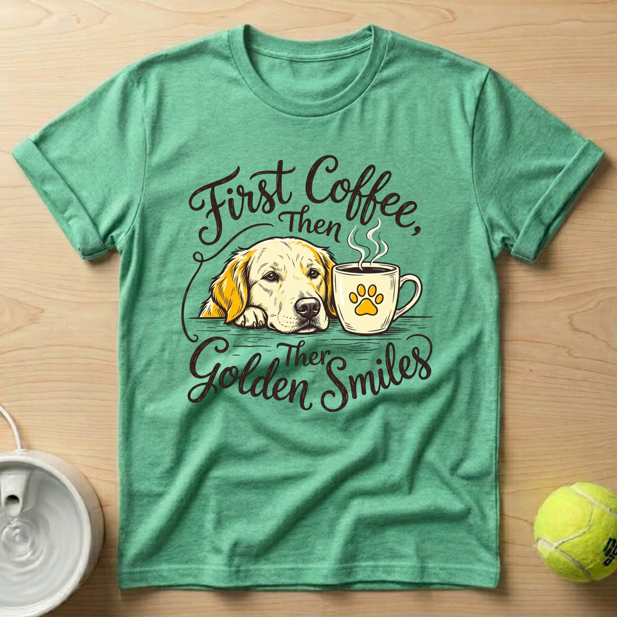 Golden Retriever x First Coffee - T-Shirt
