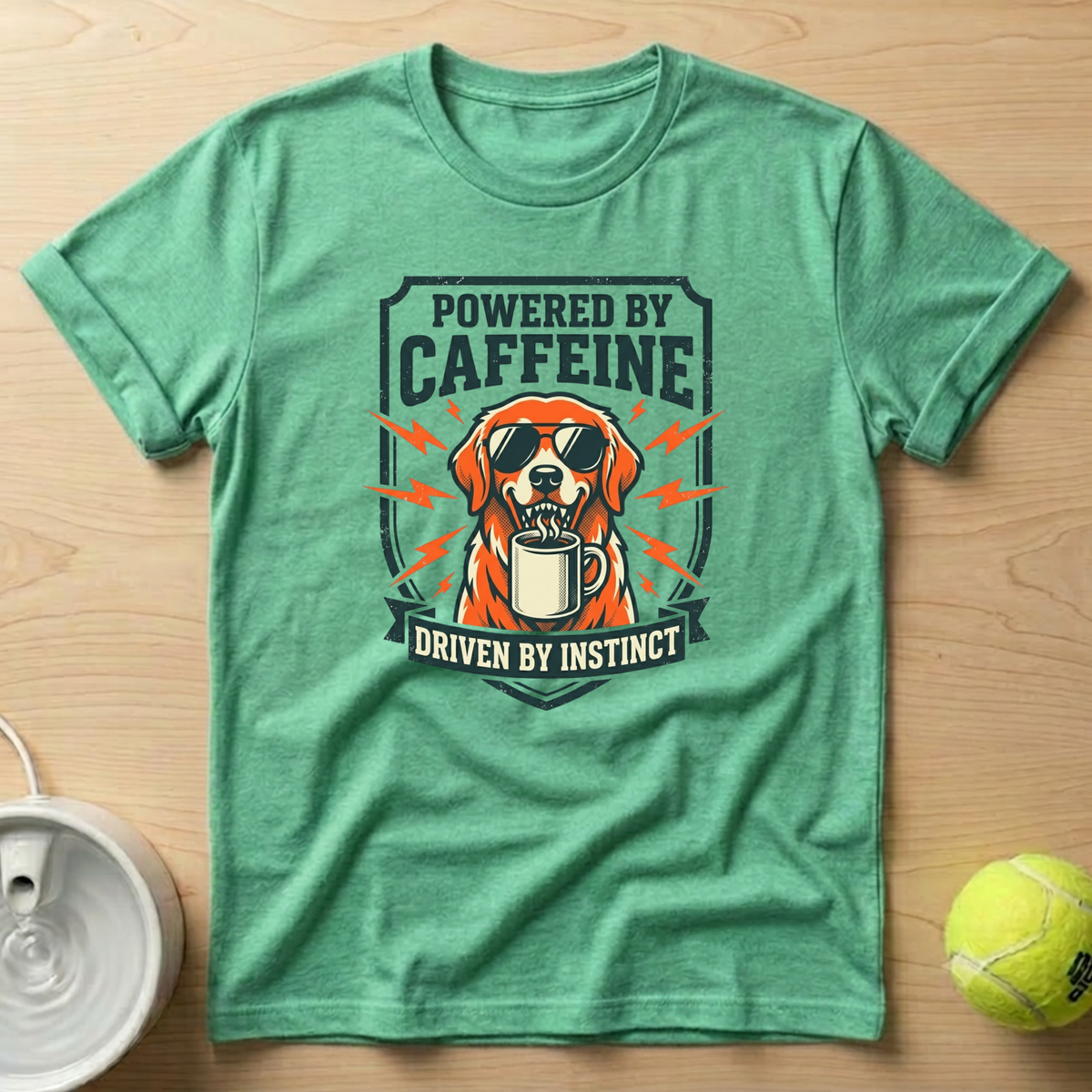 Golden Retriever x Powered by Caffeine