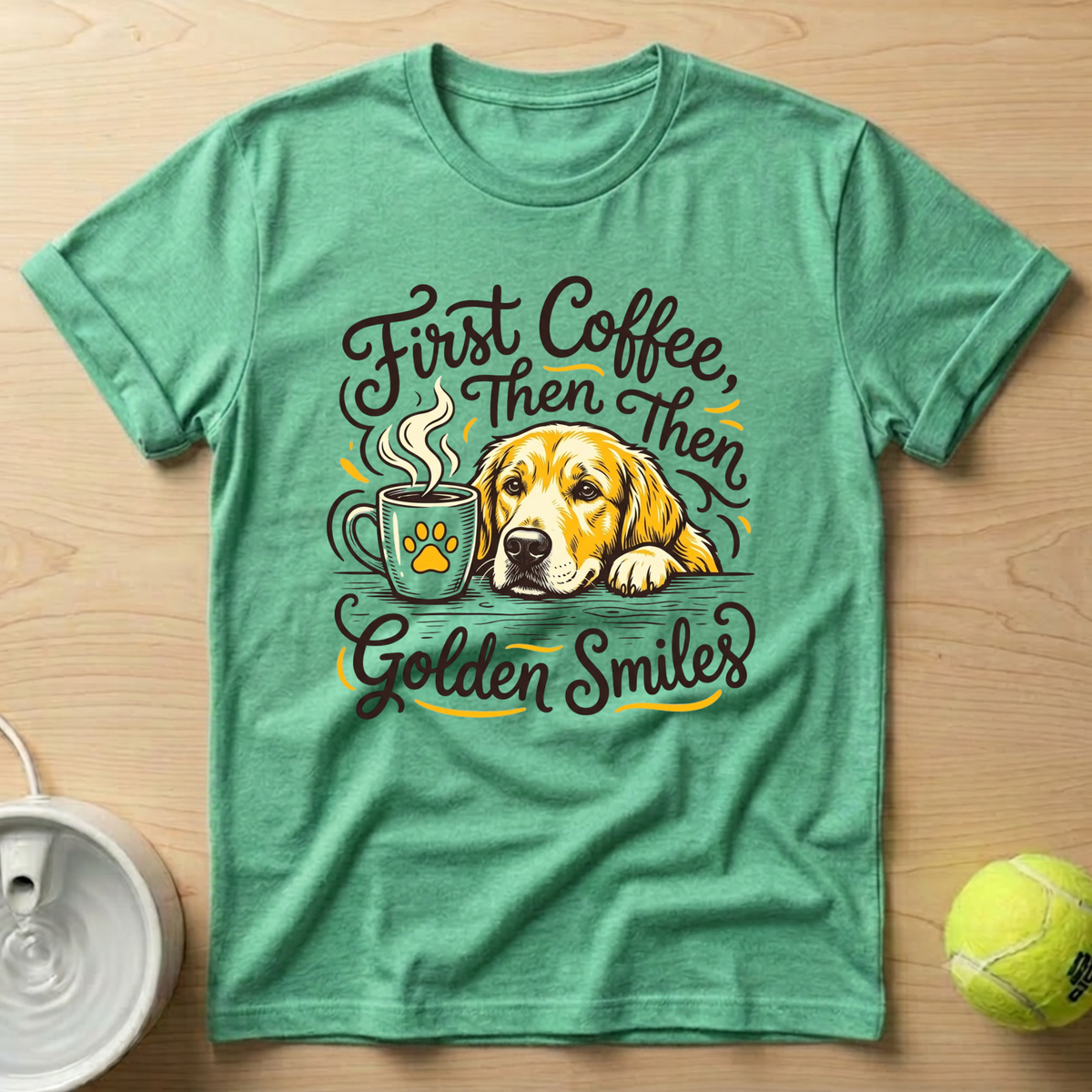 Golden Retriever x First Coffee - T-Shirt
