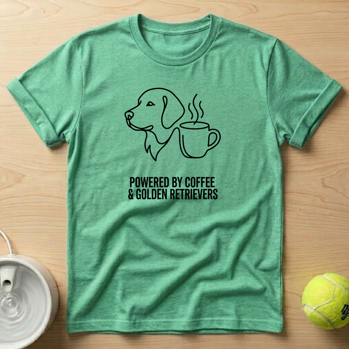 Golden Retriever x Powered by Coffee - T-Shirt