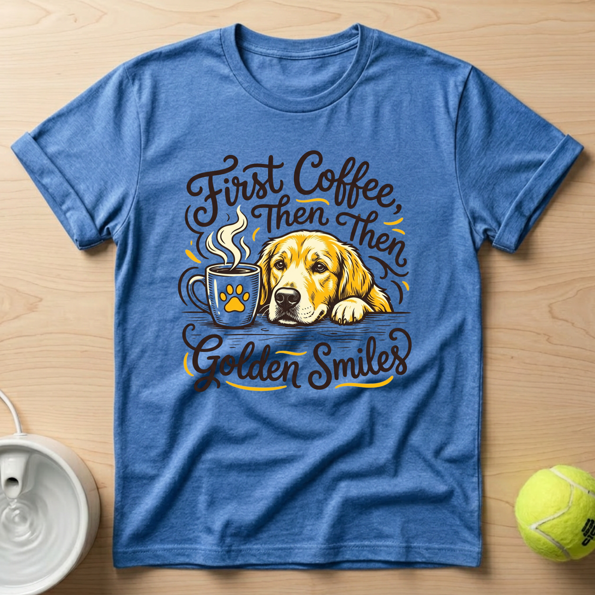 Golden Retriever x First Coffee - T-Shirt