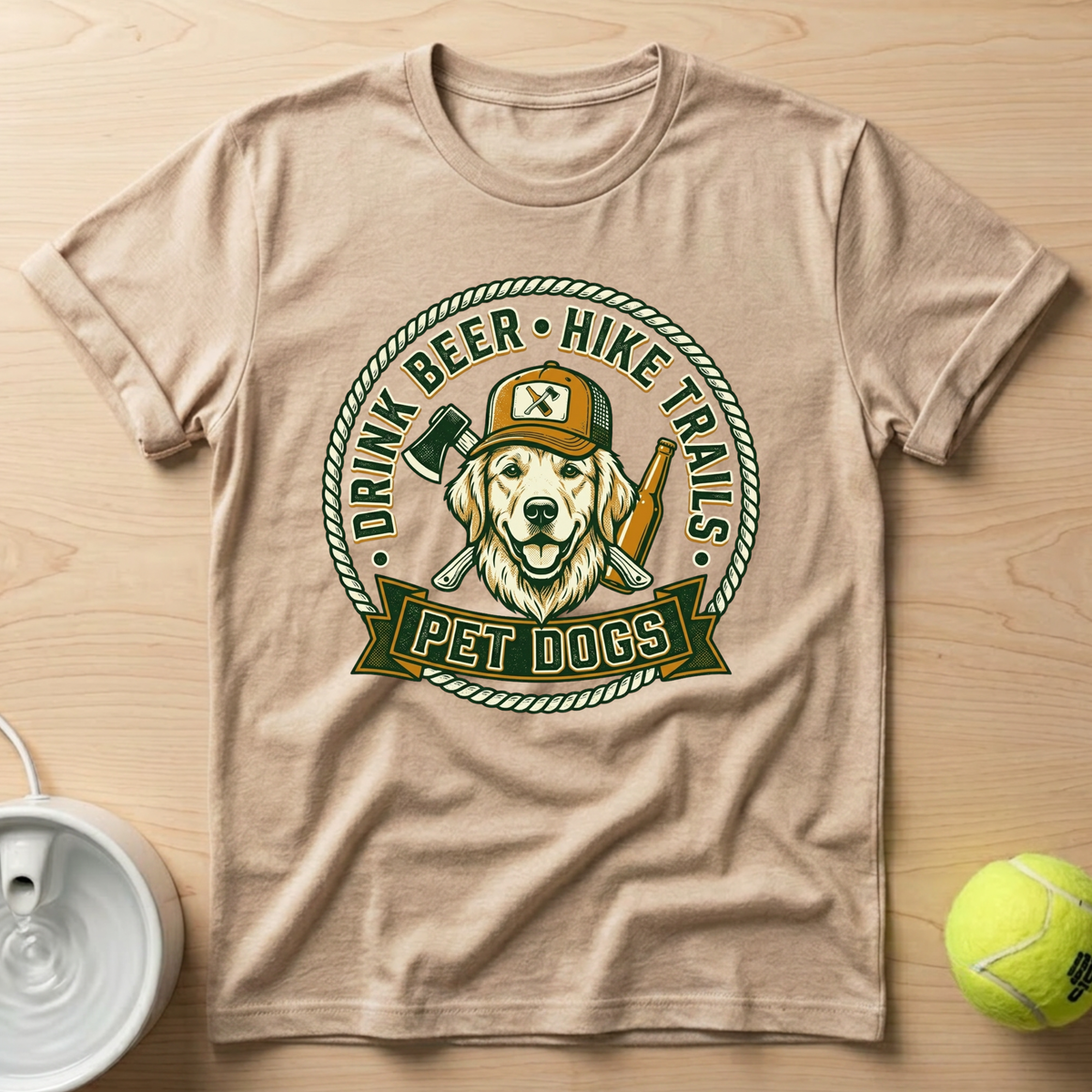 Golden Retriever x Drink Beer . Hike Trails . Pet Dogs - T-Shirt