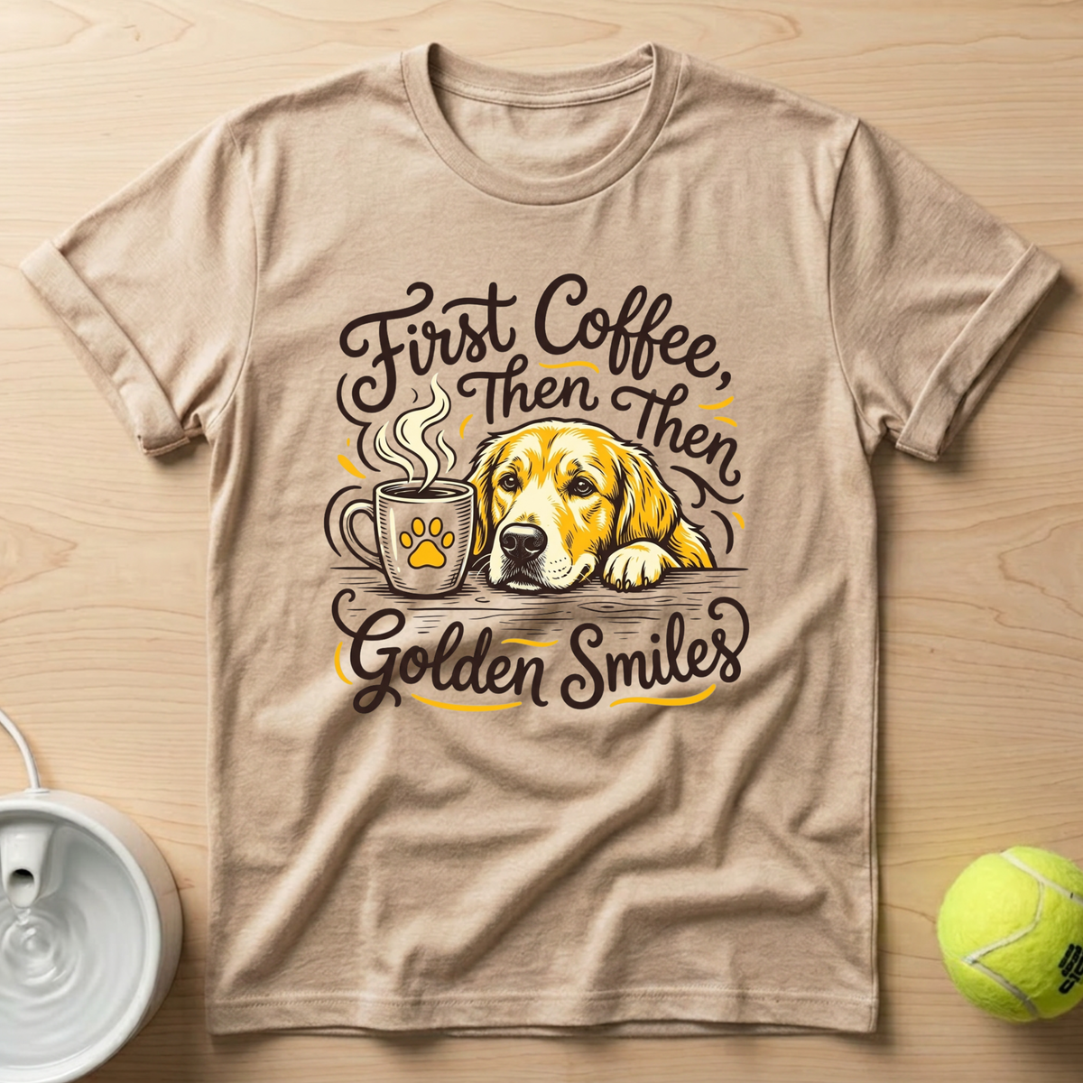 Golden Retriever x First Coffee - T-Shirt