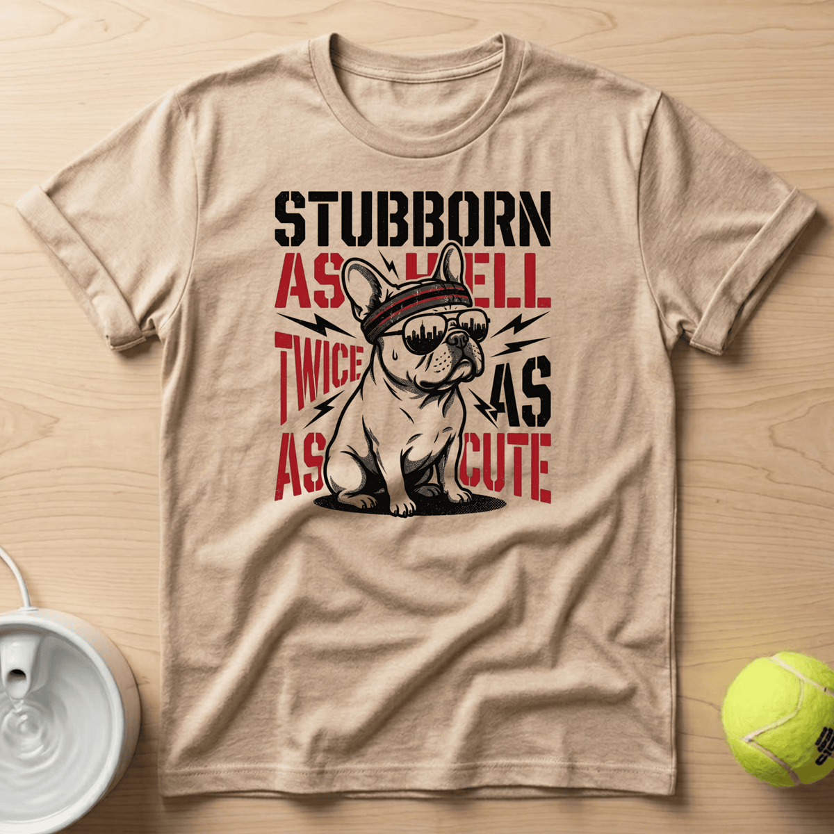 French Bulldog  x Stubborn as hell, Twice as as Cute - T-Shirt