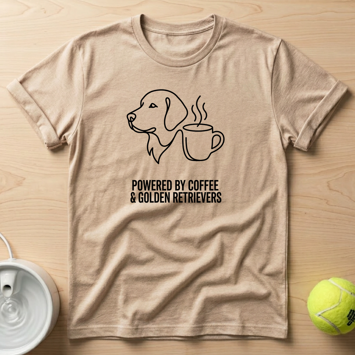 Golden Retriever x Powered by Coffee - T-Shirt
