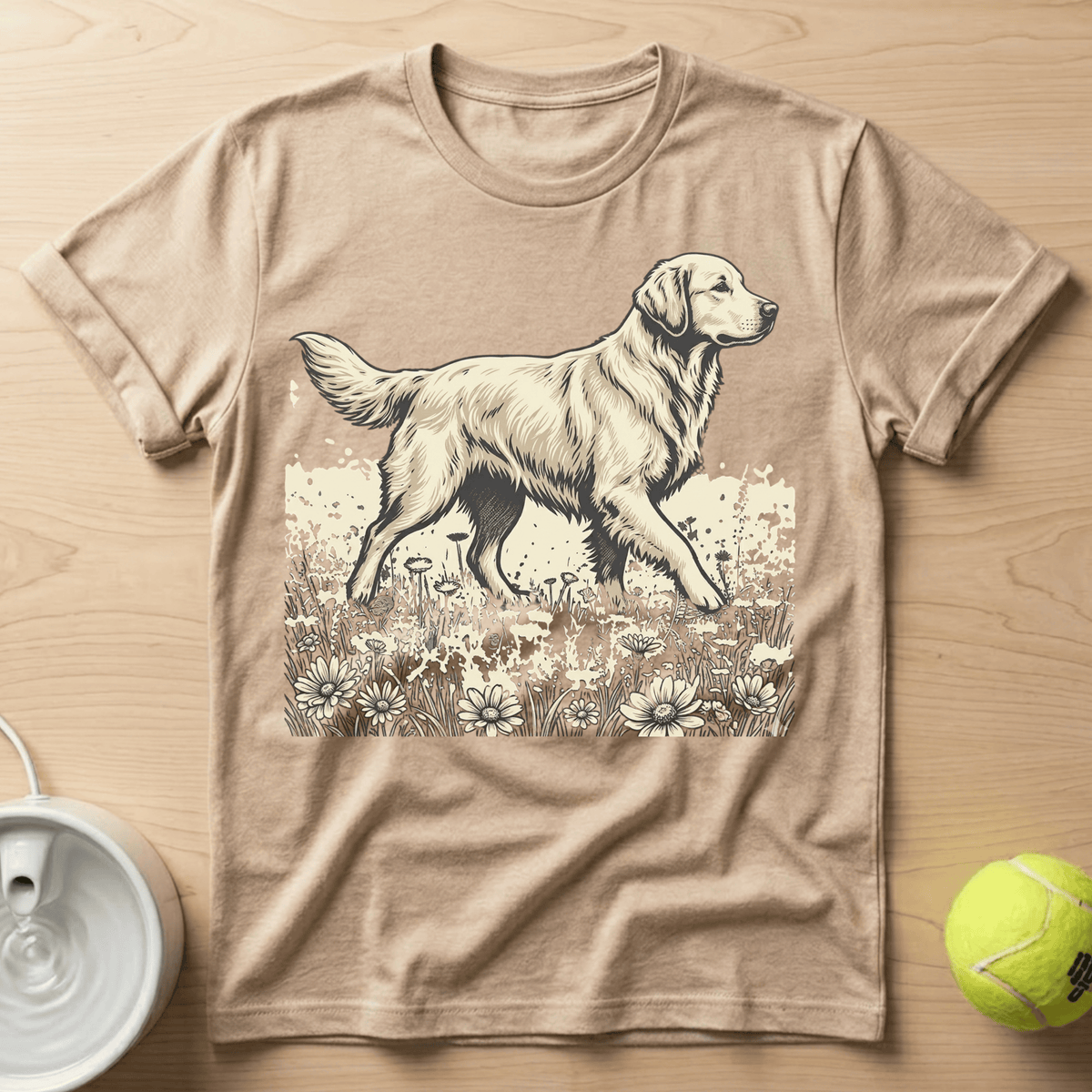 Golden Retriever x Flower Fields - T-Shirt