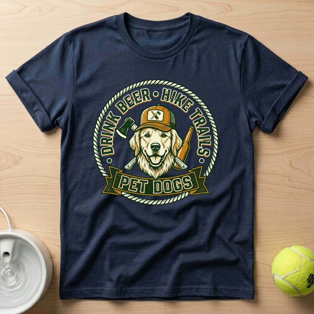Golden Retriever x Drink Beer . Hike Trails . Pet Dogs - T-Shirt
