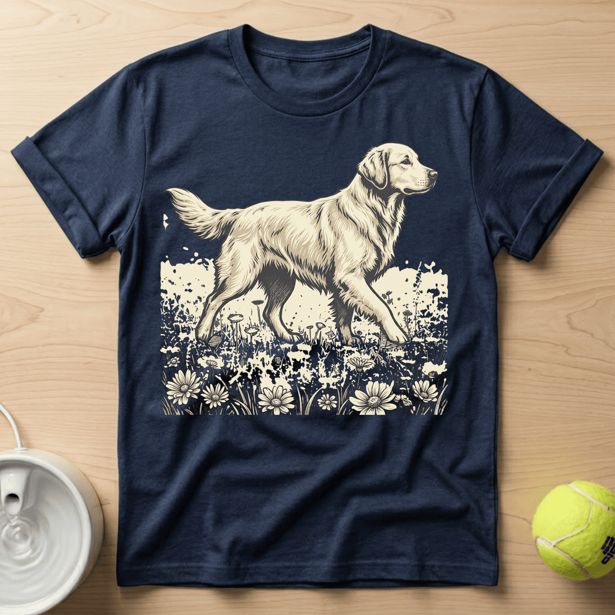 Golden Retriever x Flower Fields - T-Shirt