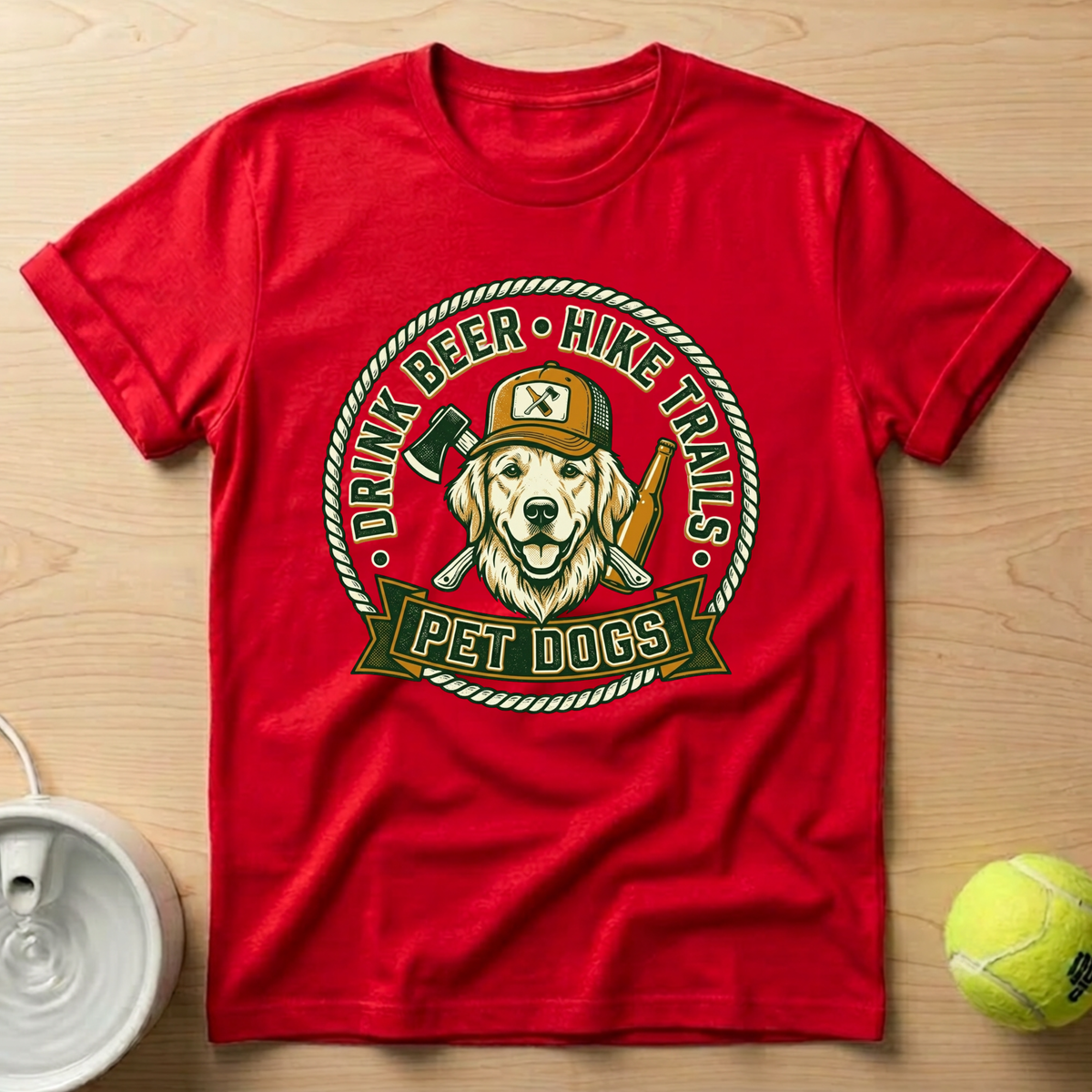 Golden Retriever x Drink Beer . Hike Trails . Pet Dogs - T-Shirt