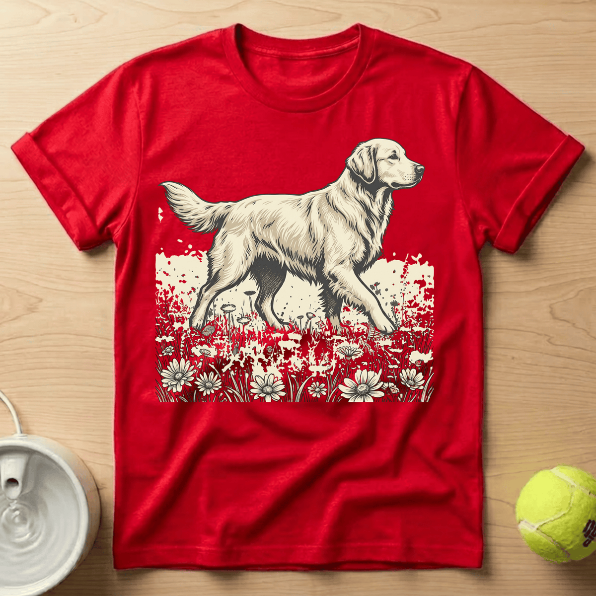 Golden Retriever x Flower Fields - T-Shirt