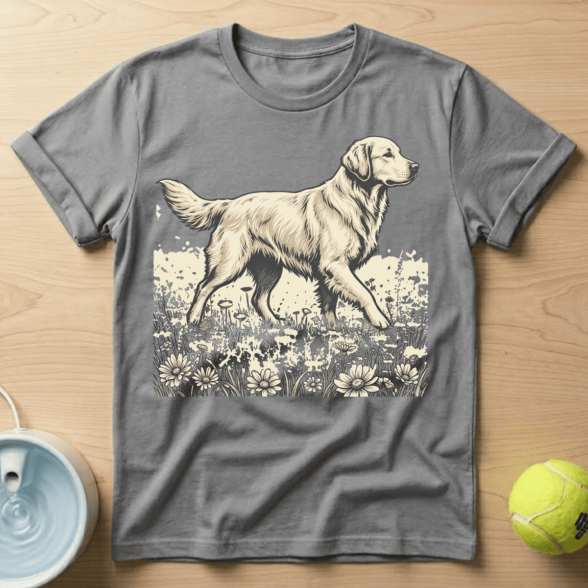 Golden Retriever x Flower Fields - T-Shirt