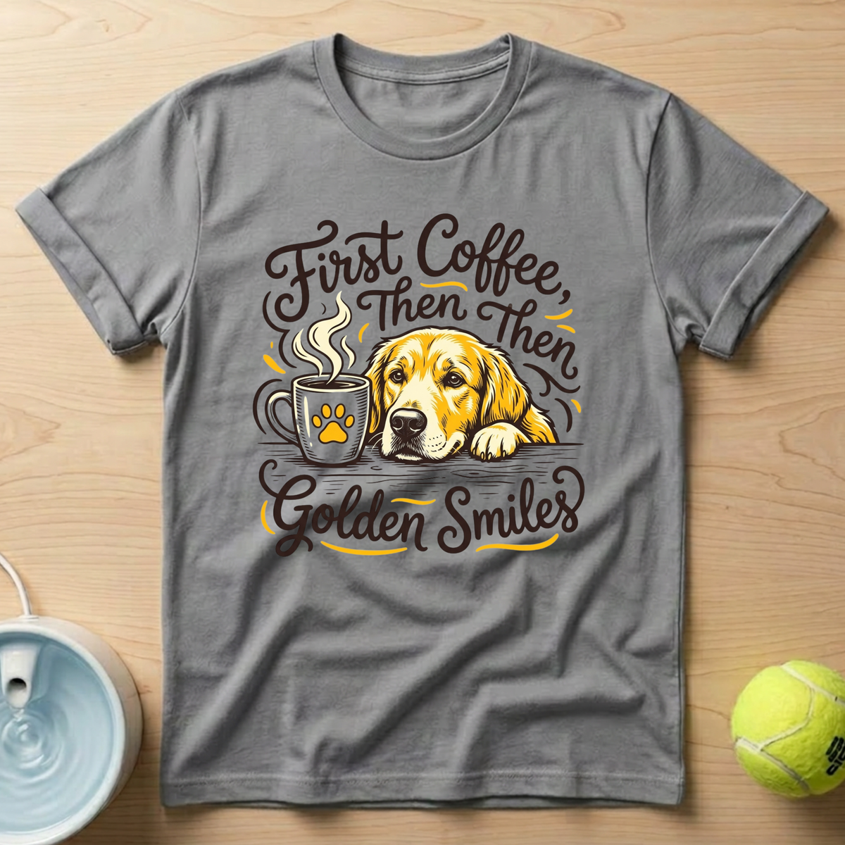 Golden Retriever x First Coffee - T-Shirt