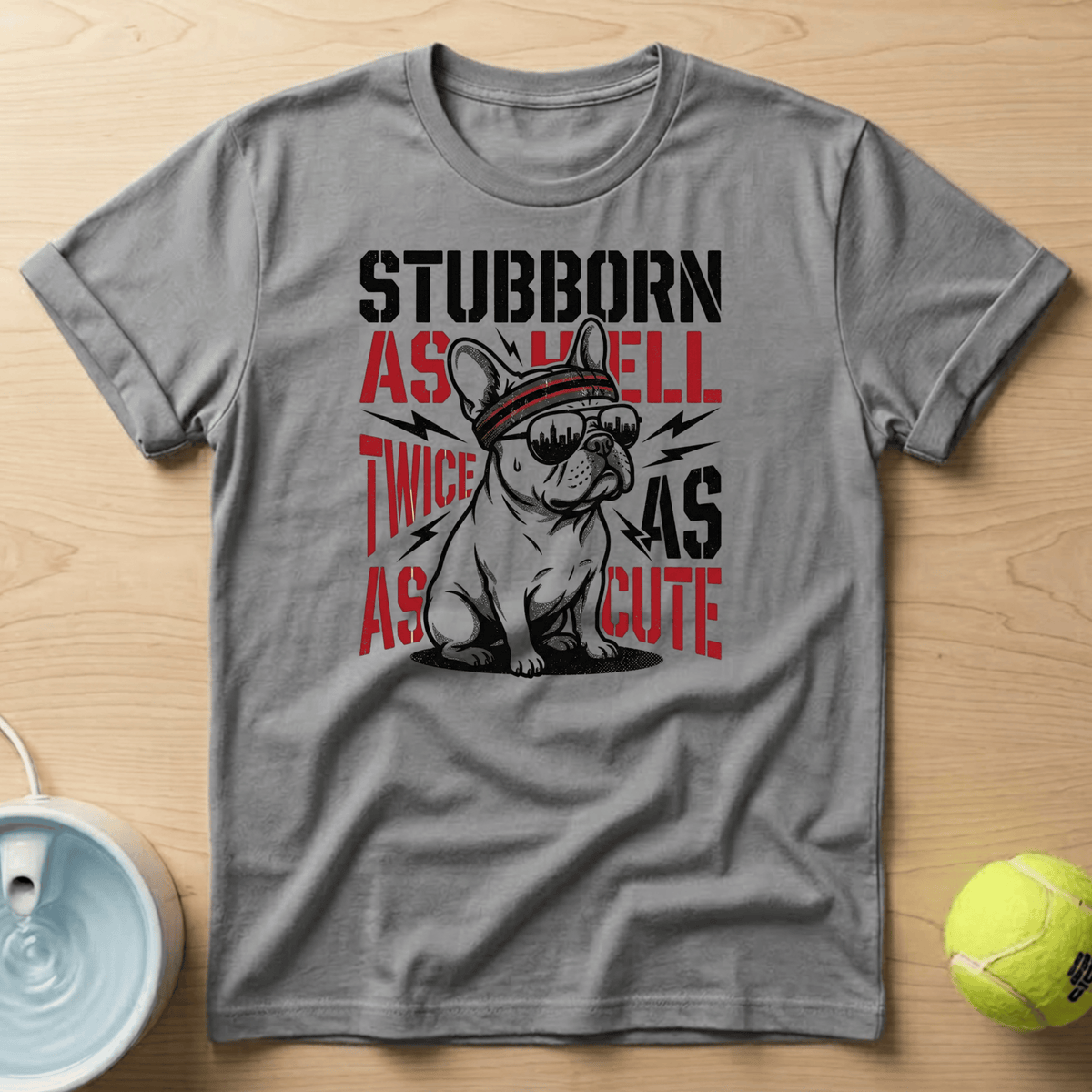French Bulldog  x Stubborn as hell, Twice as as Cute - T-Shirt