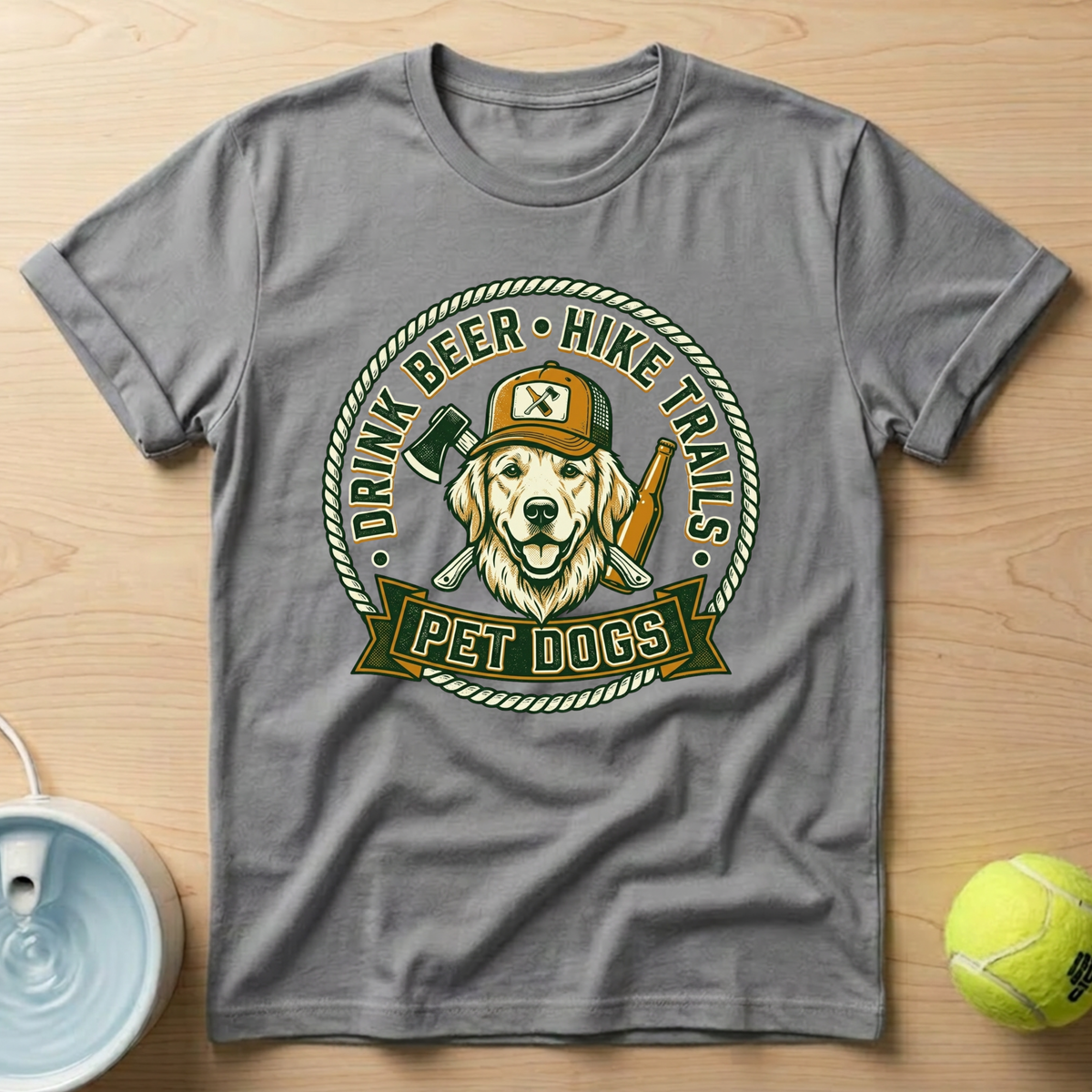 Golden Retriever x Drink Beer . Hike Trails . Pet Dogs - T-Shirt