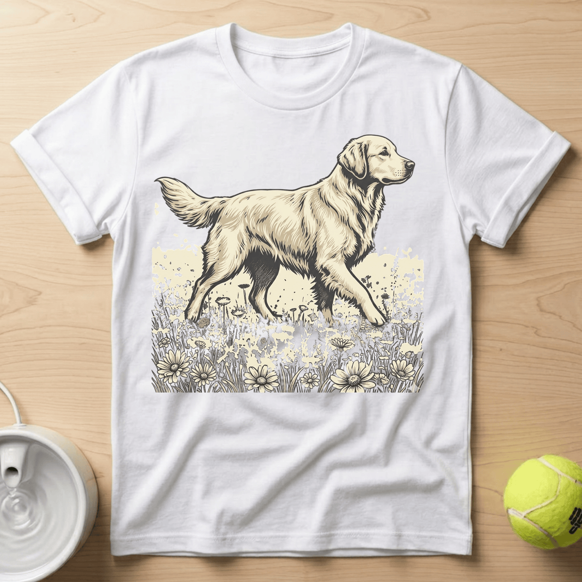 Golden Retriever x Flower Fields - T-Shirt