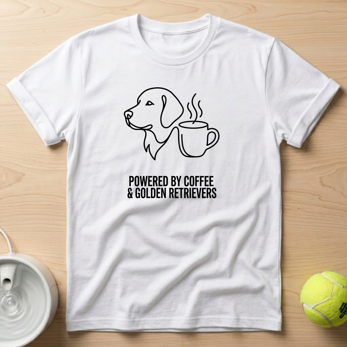 Golden Retriever x Powered by Coffee - T-Shirt