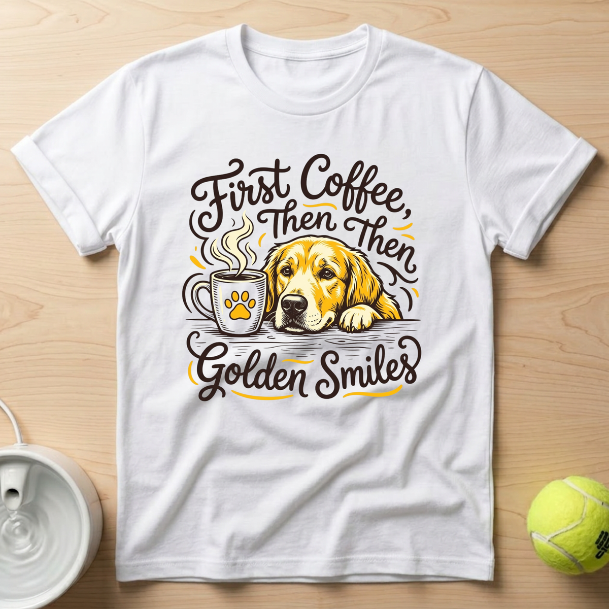 Golden Retriever x First Coffee - T-Shirt