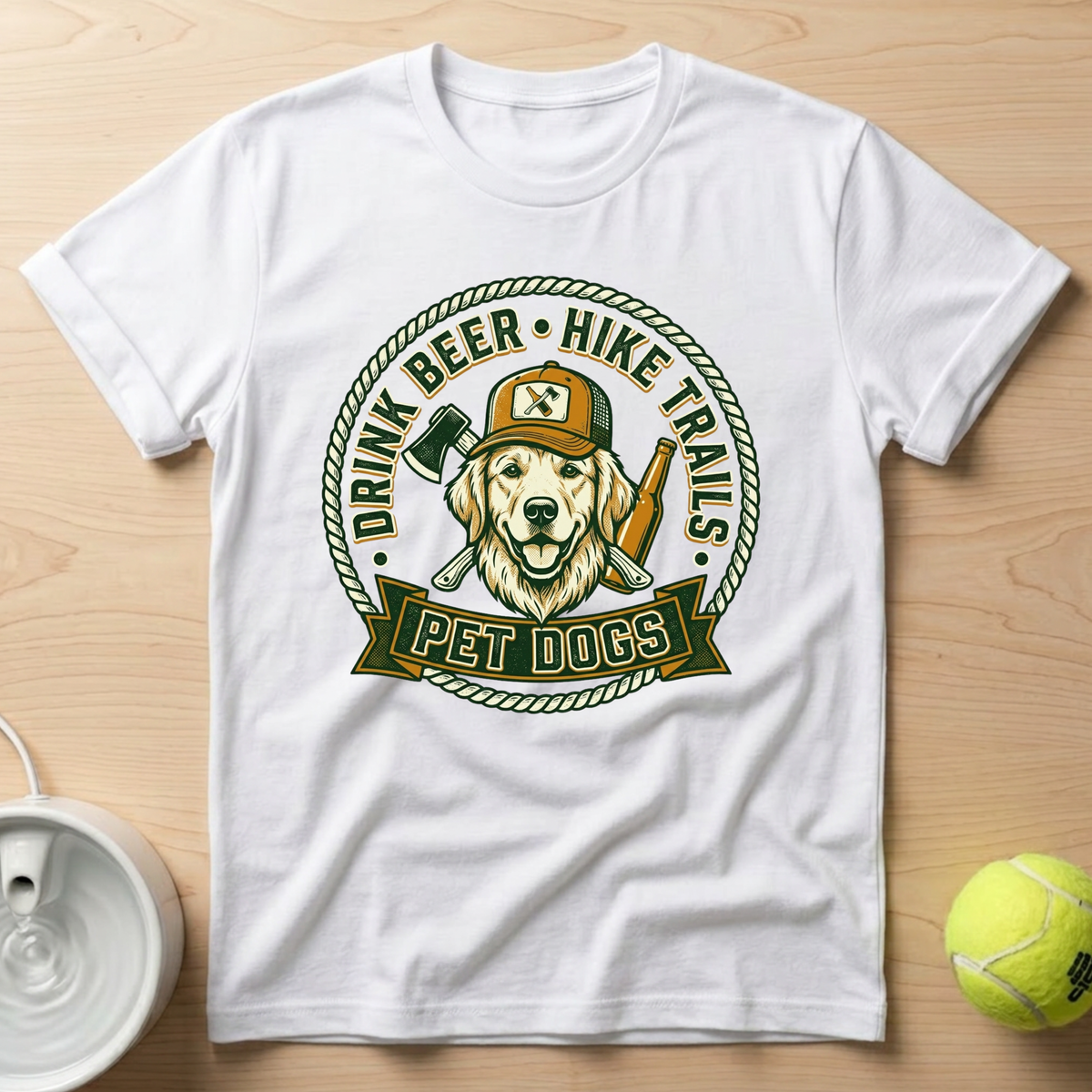 Golden Retriever x Drink Beer . Hike Trails . Pet Dogs - T-Shirt