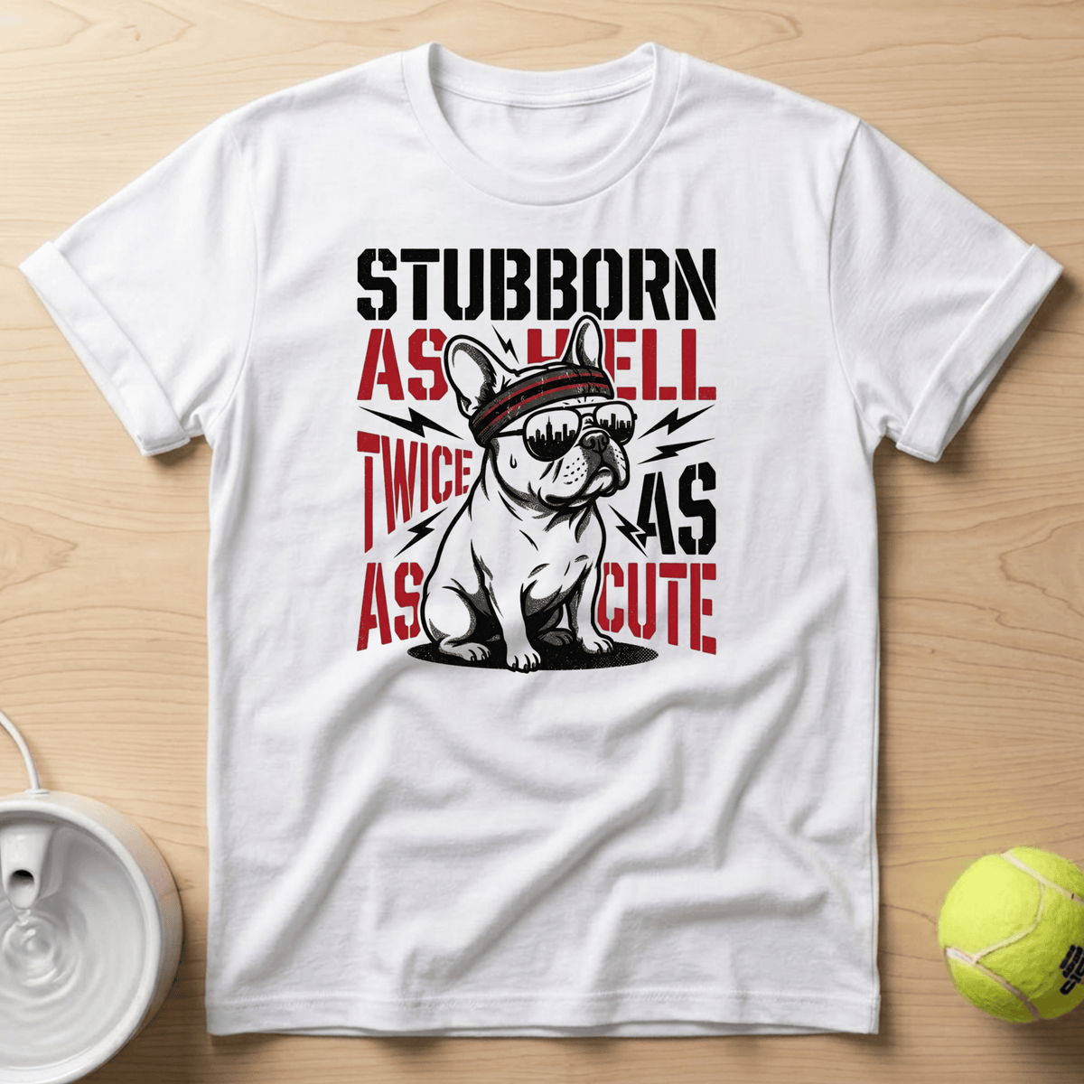 French Bulldog  x Stubborn as hell, Twice as as Cute - T-Shirt